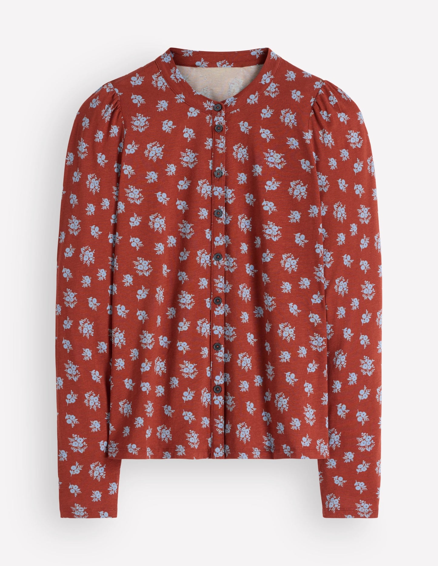 Supersoft Puff Sleeve Shirt-Burnt Orange, Delicate Garden