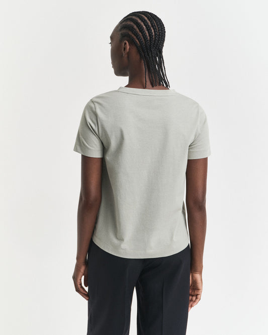 Schild-V-Ausschnitt-T-Shirt