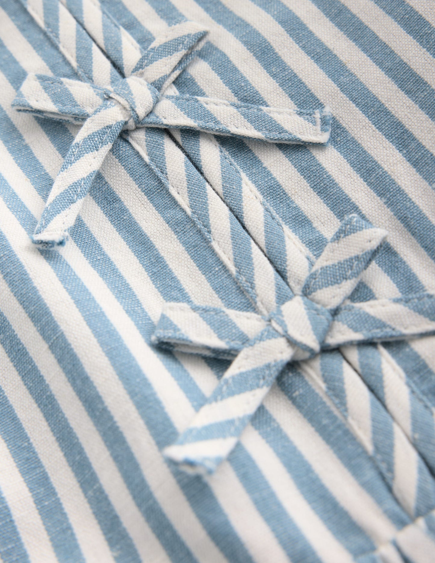 Bow Front Woven Dress-Blue Stripe
