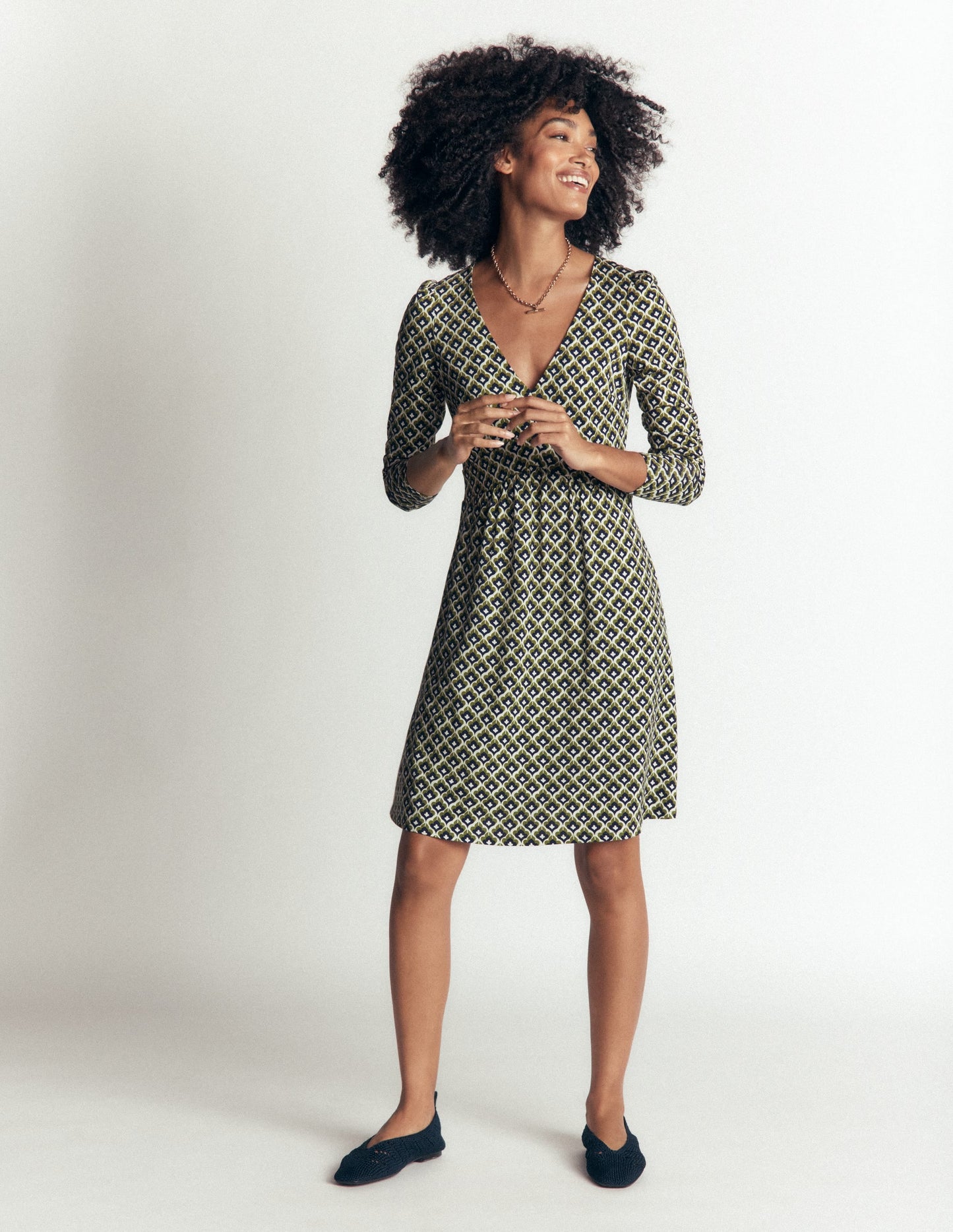 Briony Jersey Short Dress-French Navy, Geo Party
