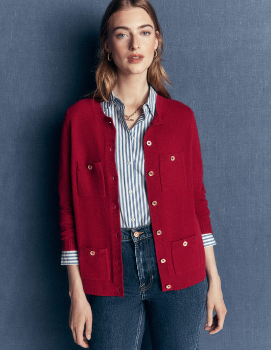 Marianne Merino Wool Cardigan-Crimson Red