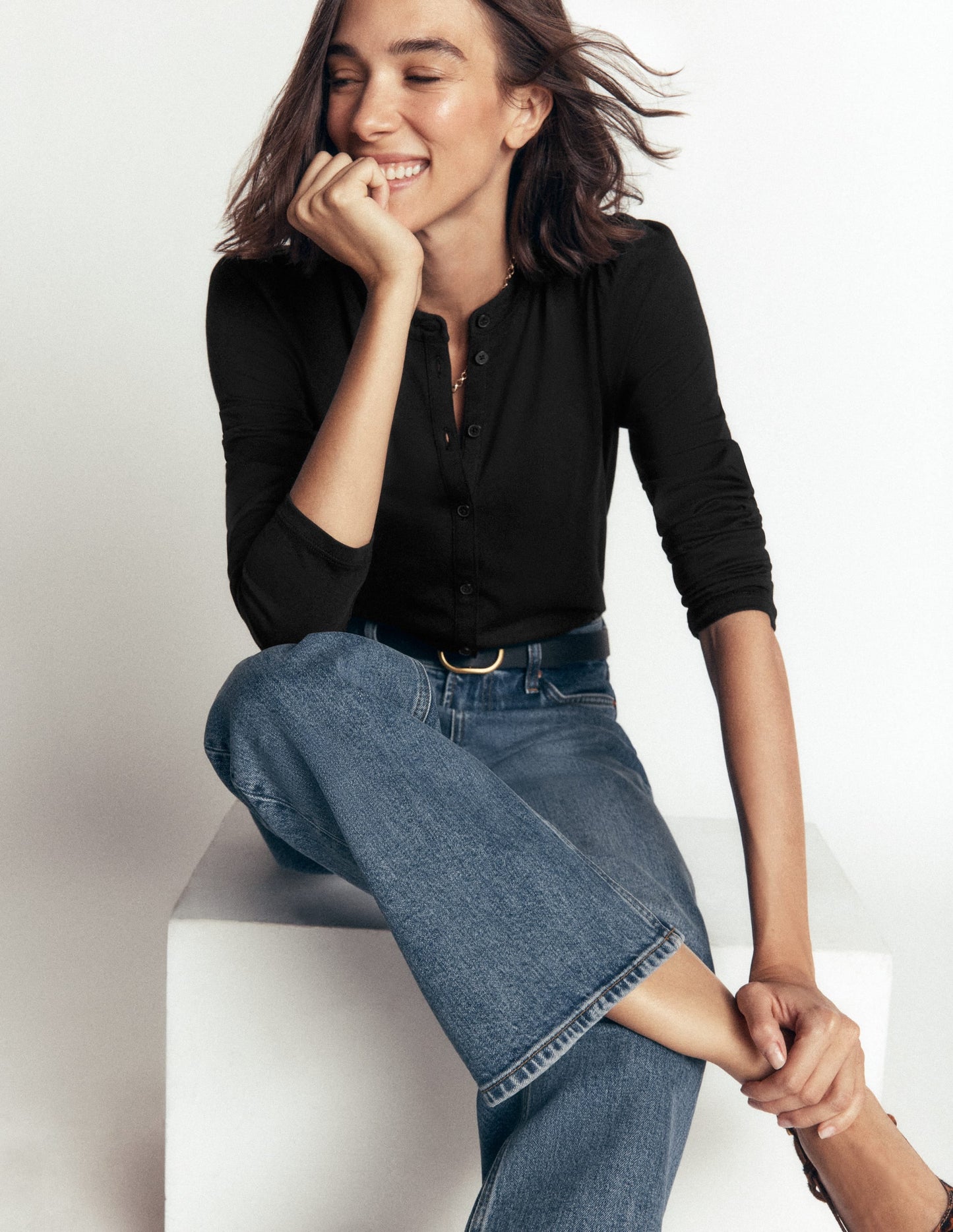 Supersoft Puff Sleeve Shirt-Black