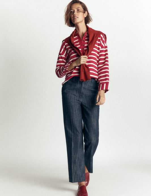 Polo Collar Mariner-Garnet and Ivory Stripe