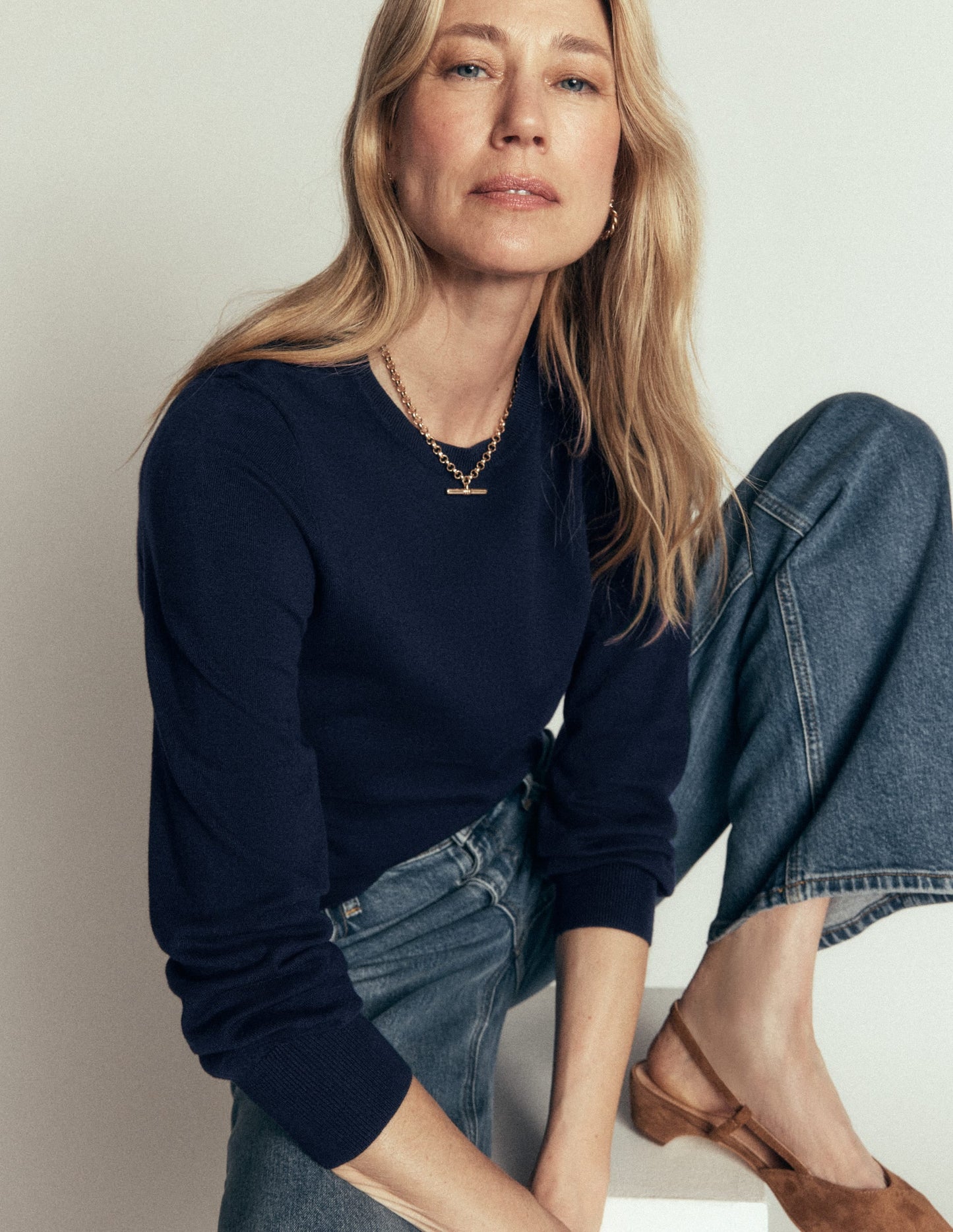 Camilla Cotton Crew Jumper-Navy