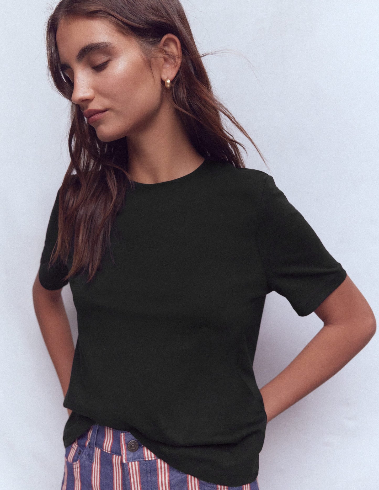 Cotton Crew Neck T-shirt-Black