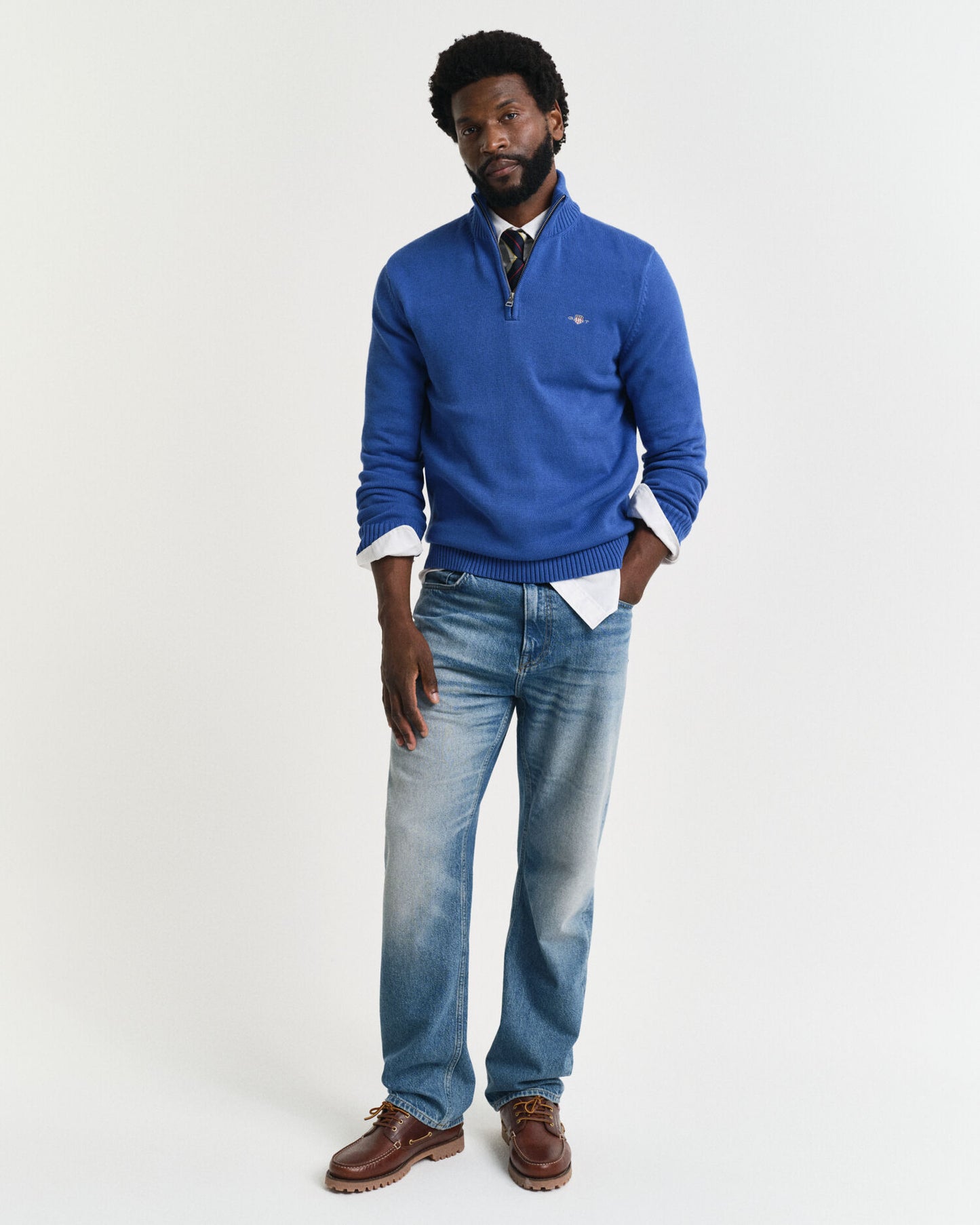 Pull en coton décontracté avec demi-zip