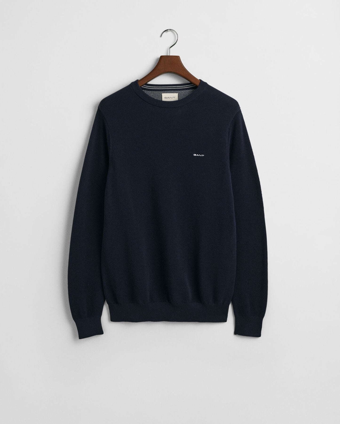 Pull en piqué de coton à col rond