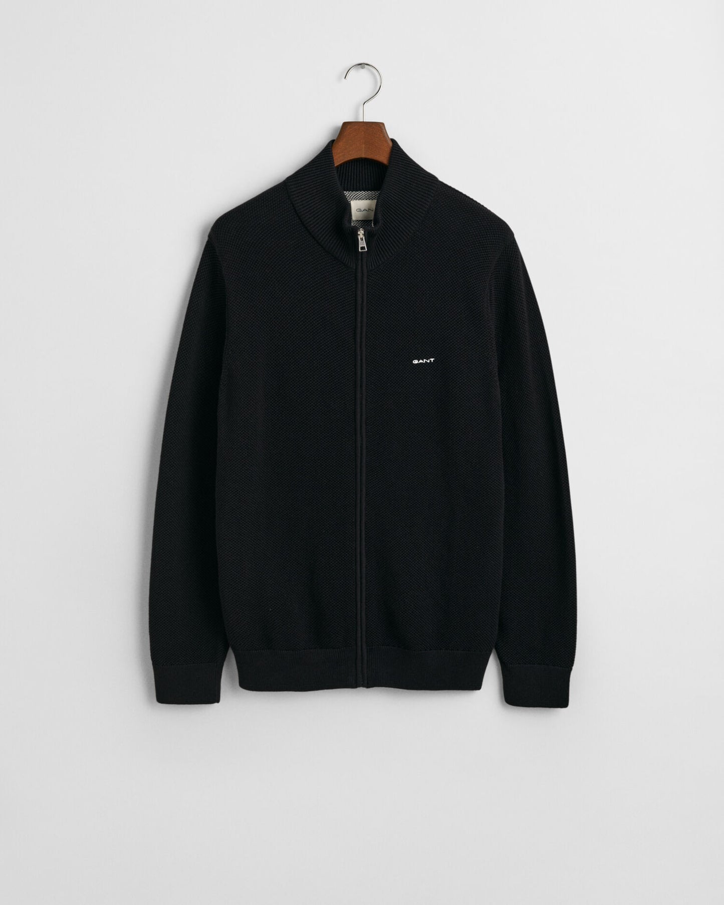 Baumwoll-Piqué-Strickjacke mit Reißverschluss
