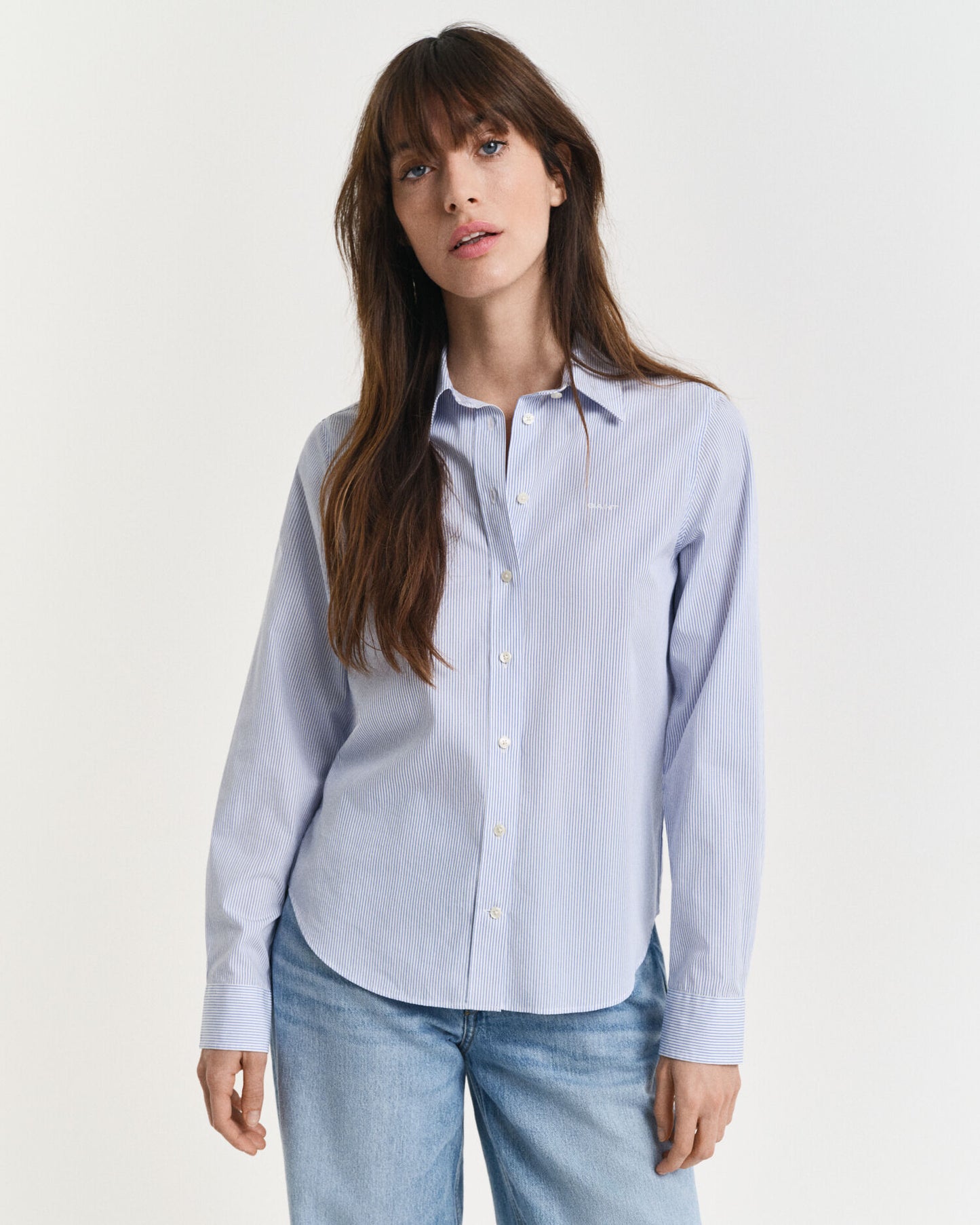 Chemise rayée classique en popeline coupe droite