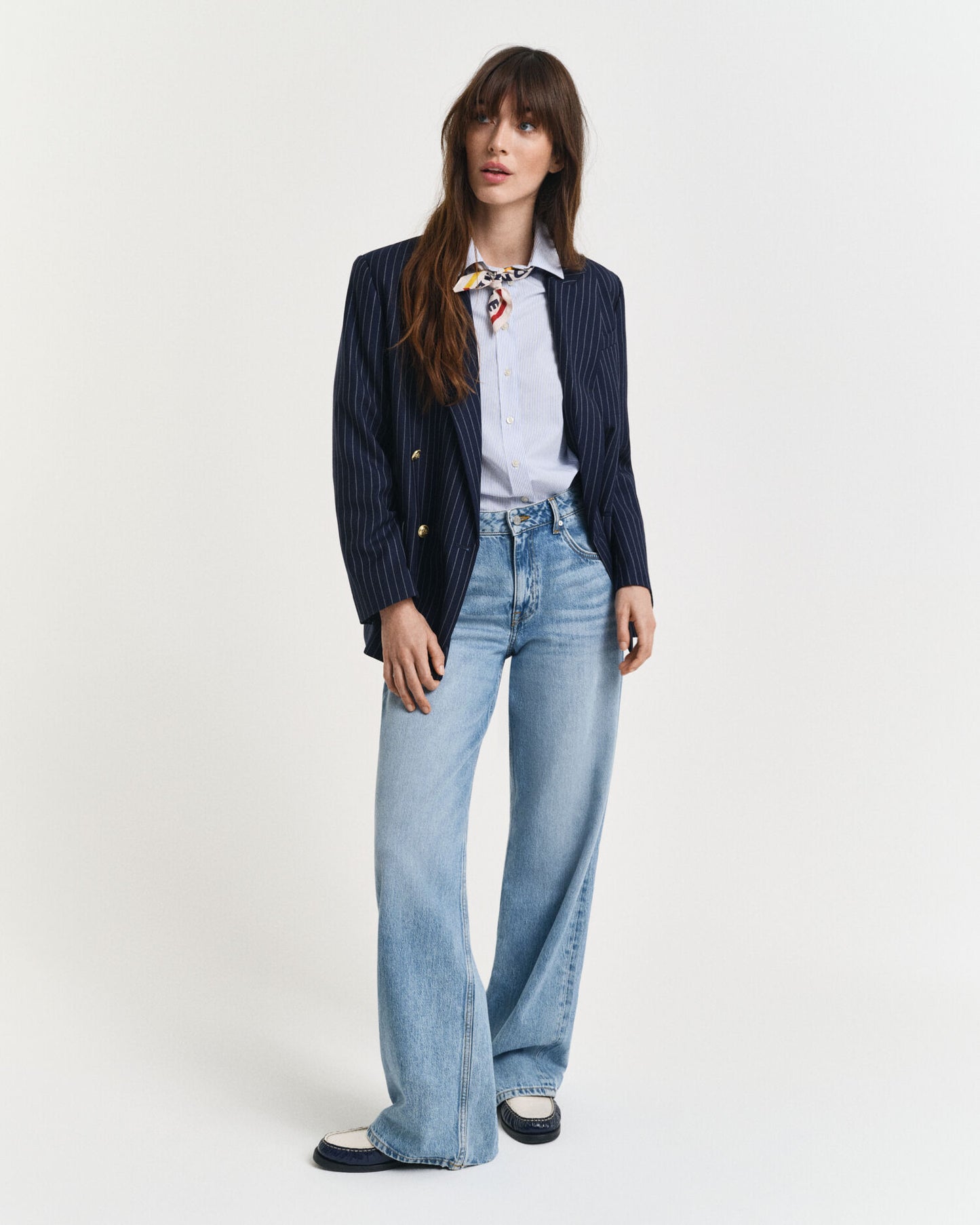 Chemise rayée classique en popeline coupe droite