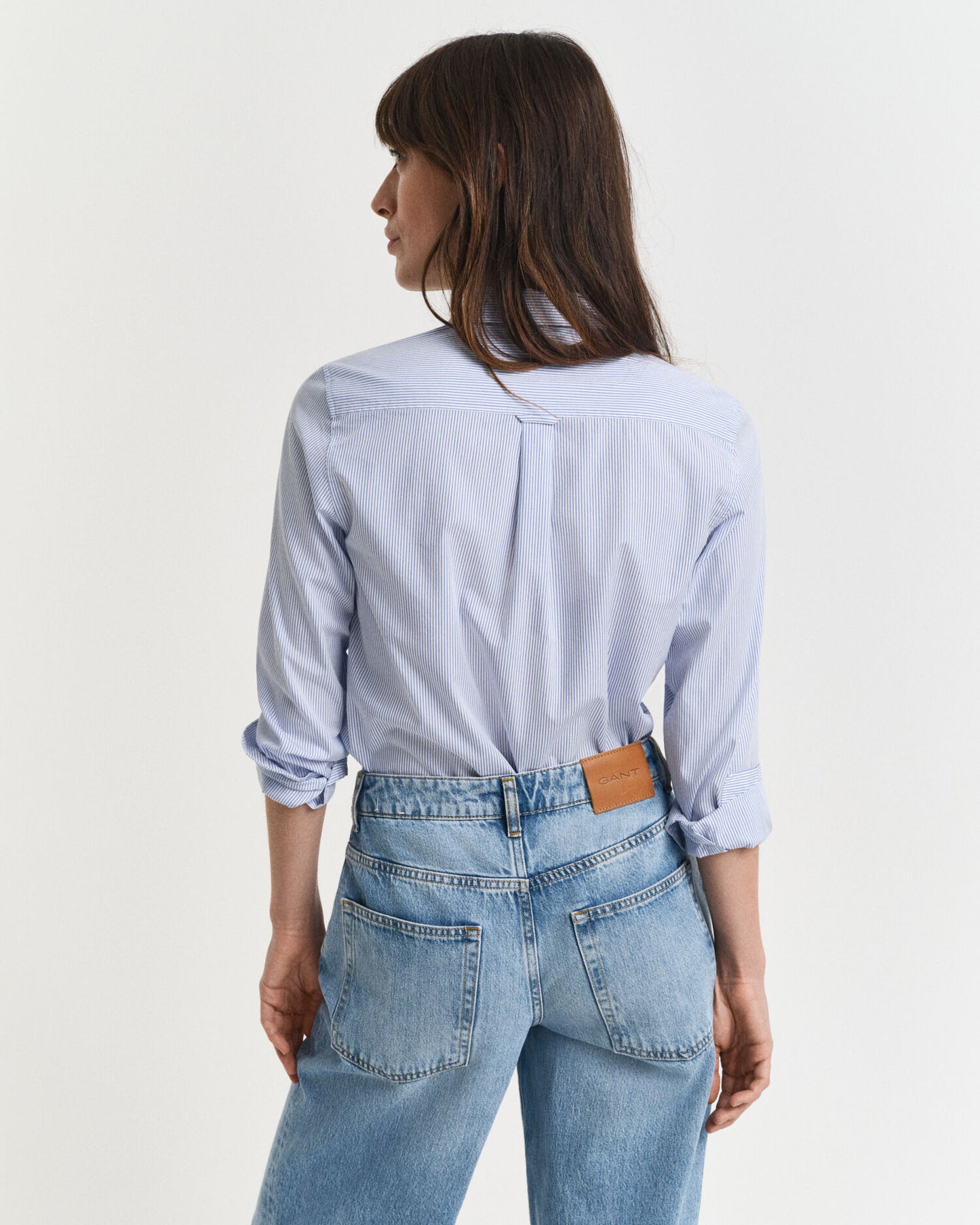 Chemise rayée classique en popeline coupe droite