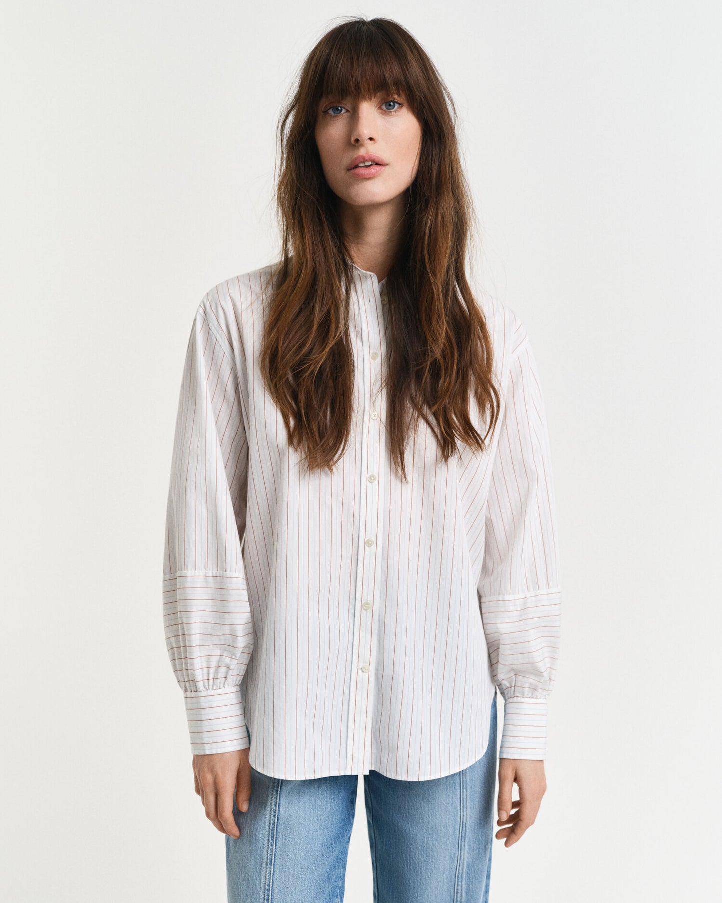 Chemise rayée à manches amples et coupe décontractée