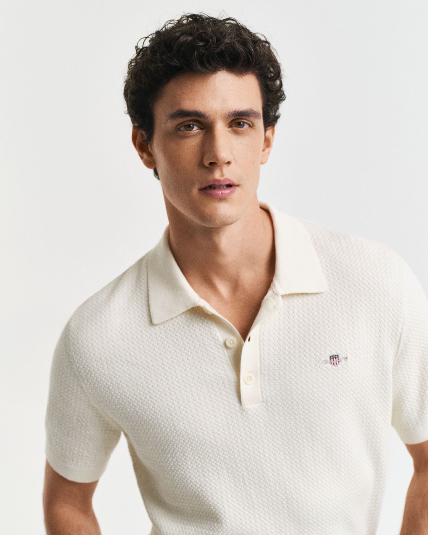 Polo en coton texturé