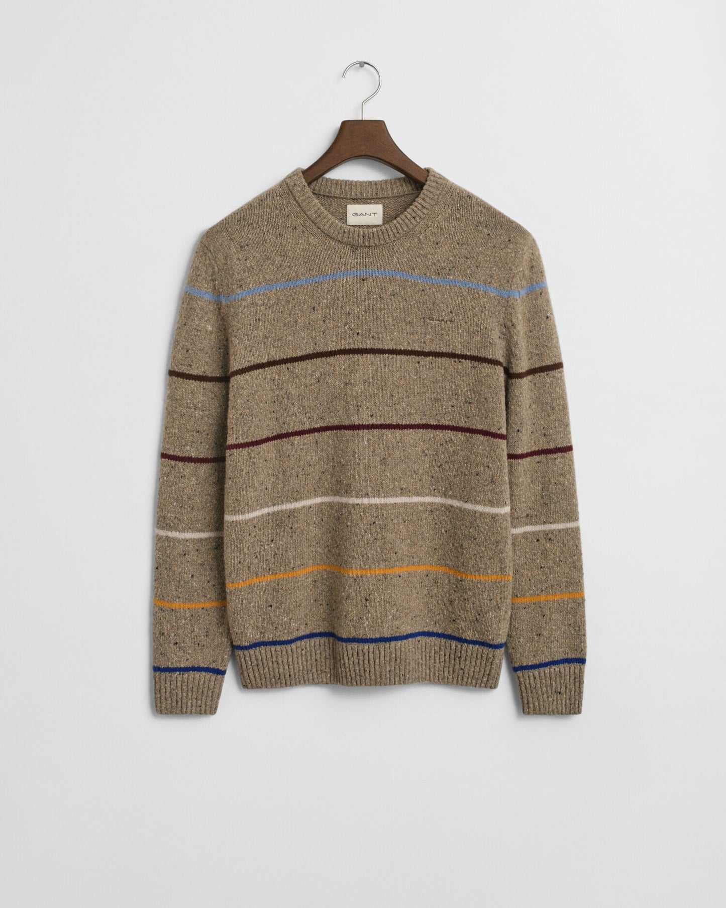 Gestreifter Pullover mit Rundhalsausschnitt aus Wollmischung und Noppen