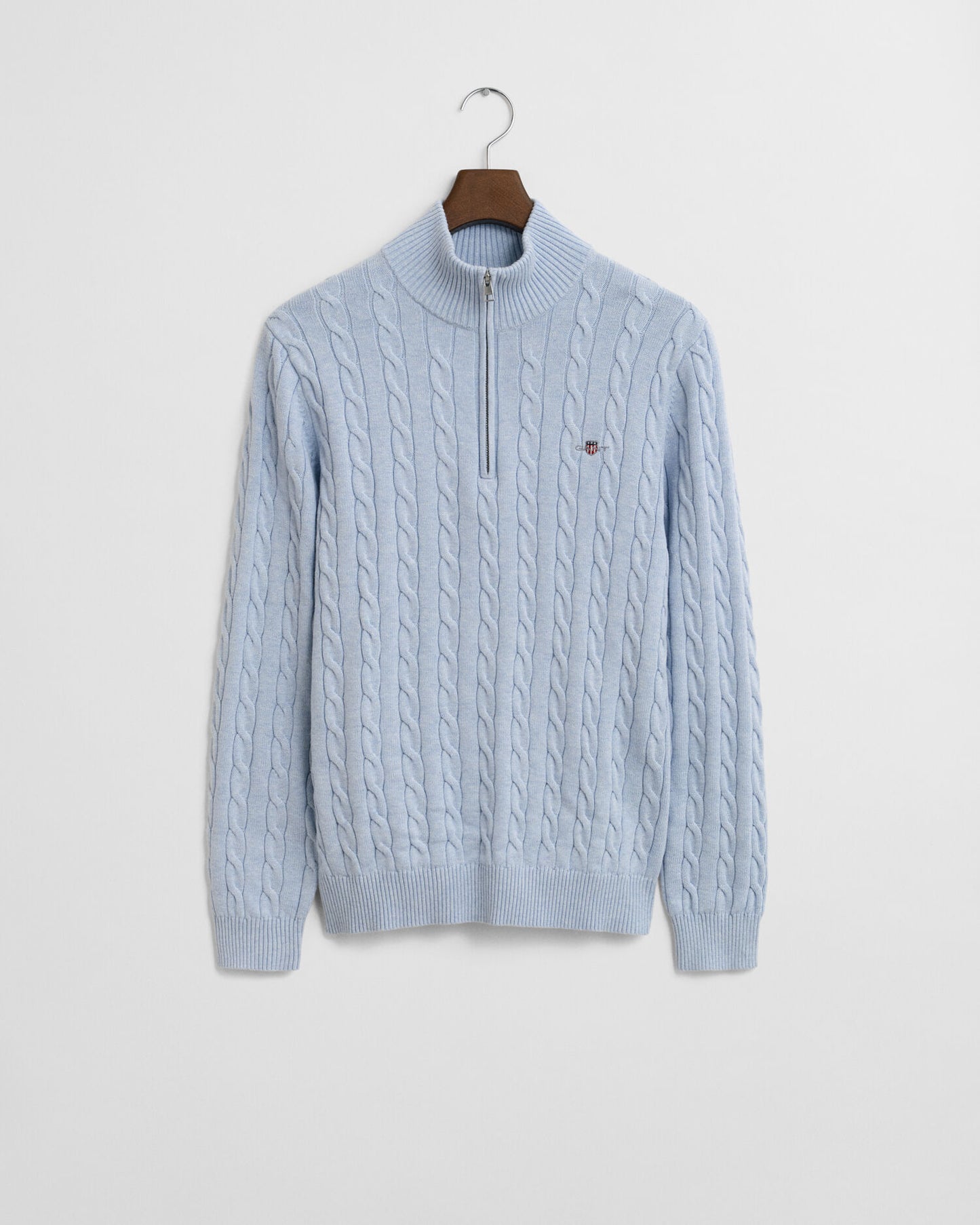 Baumwoll-Half-Zip-Pullover mit Zopfmuster