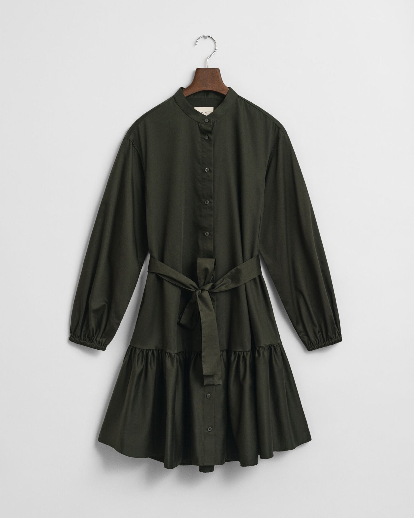 Robe longue en satin de coton à manches longues