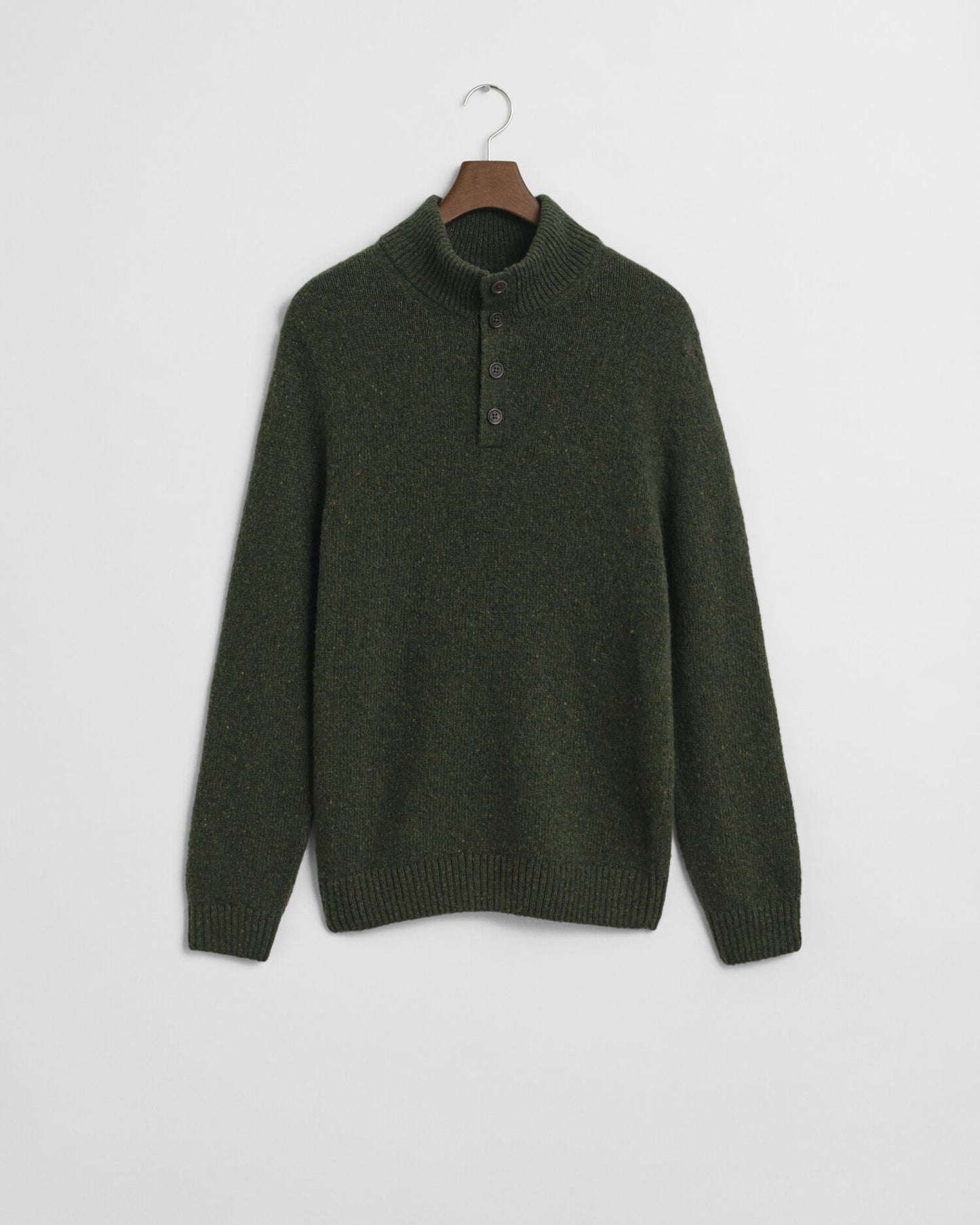 Pull mi-boutonné en laine mélangée texturée