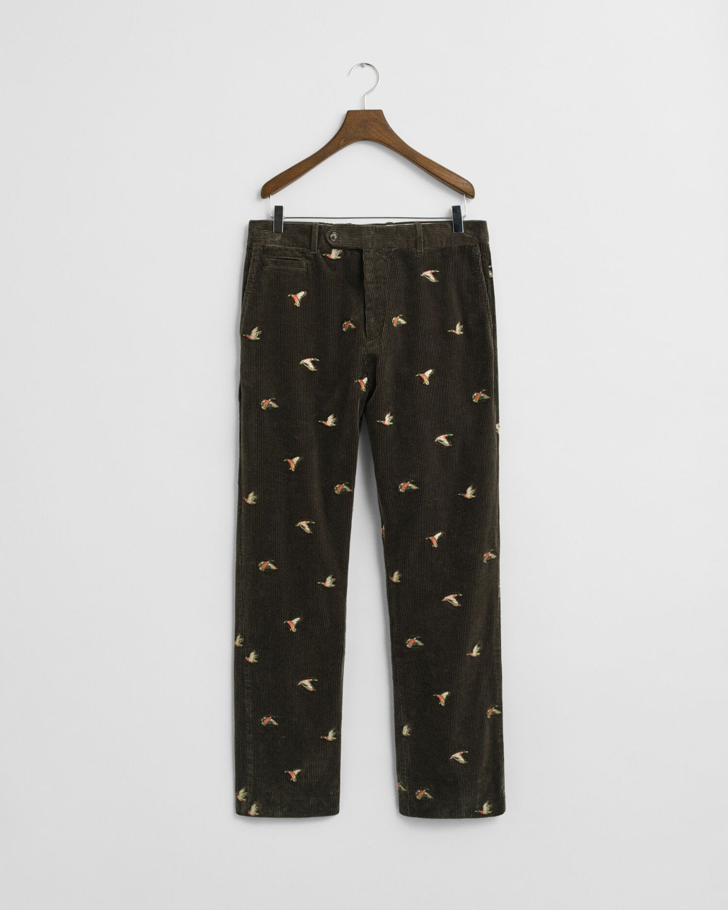 Gerade geschnittene Cordhose mit Stickerei