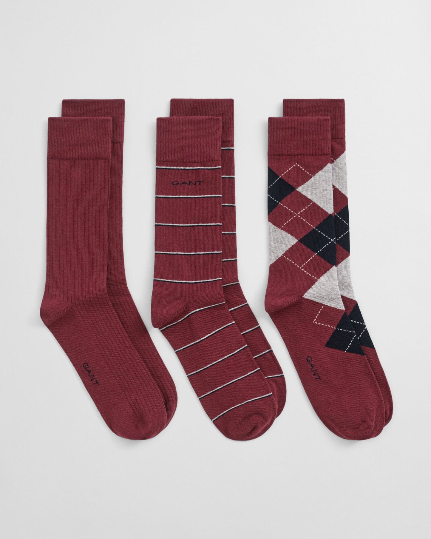 Chaussettes mi-mollet à motifs argyle et rayures (lot de 3)