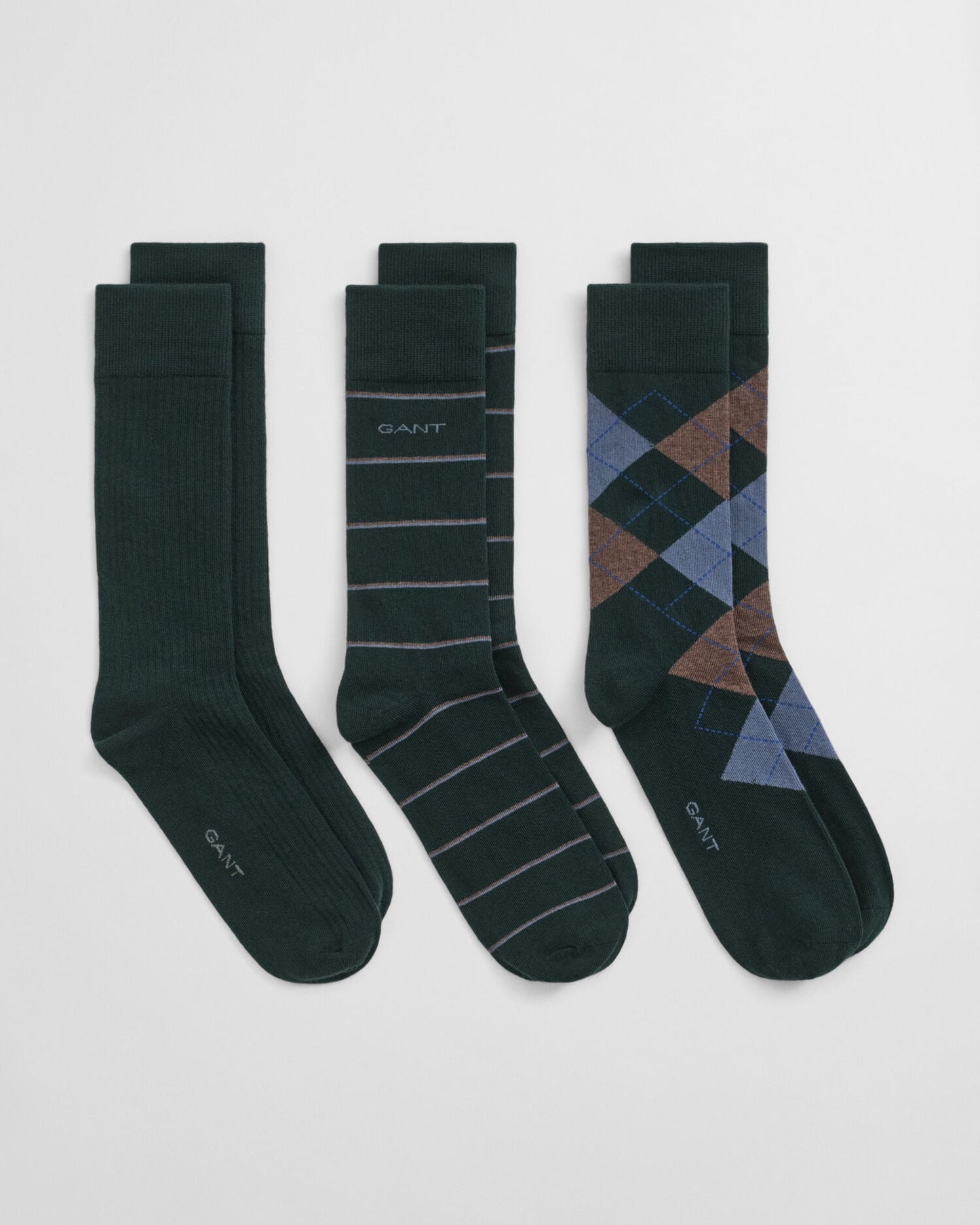 Chaussettes mi-mollet à motifs argyle et rayures (lot de 3)