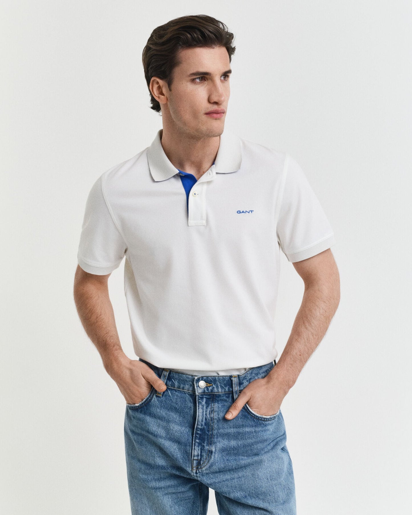 Polo en piqué contrasté
