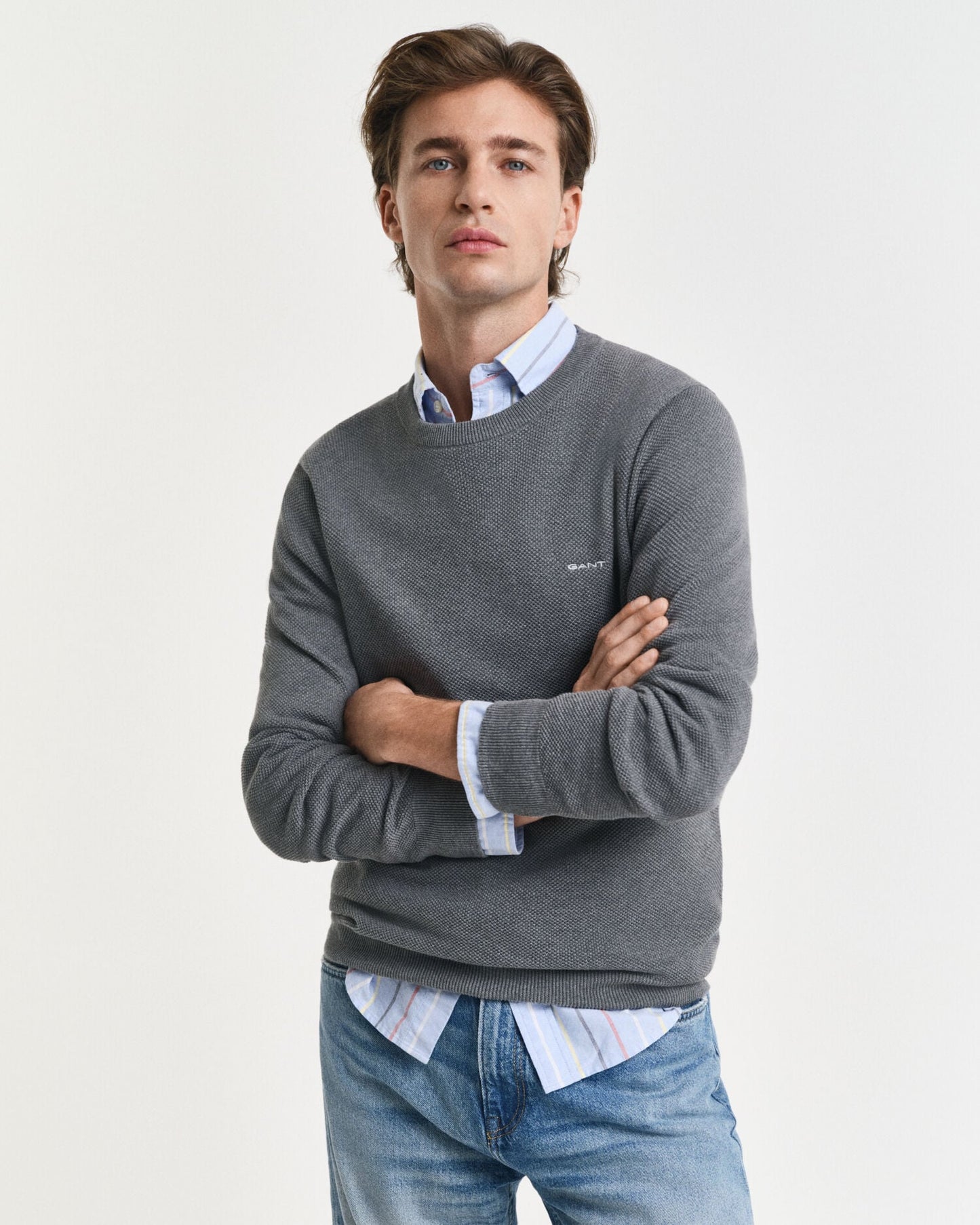 Pull ras du cou en piqué de coton