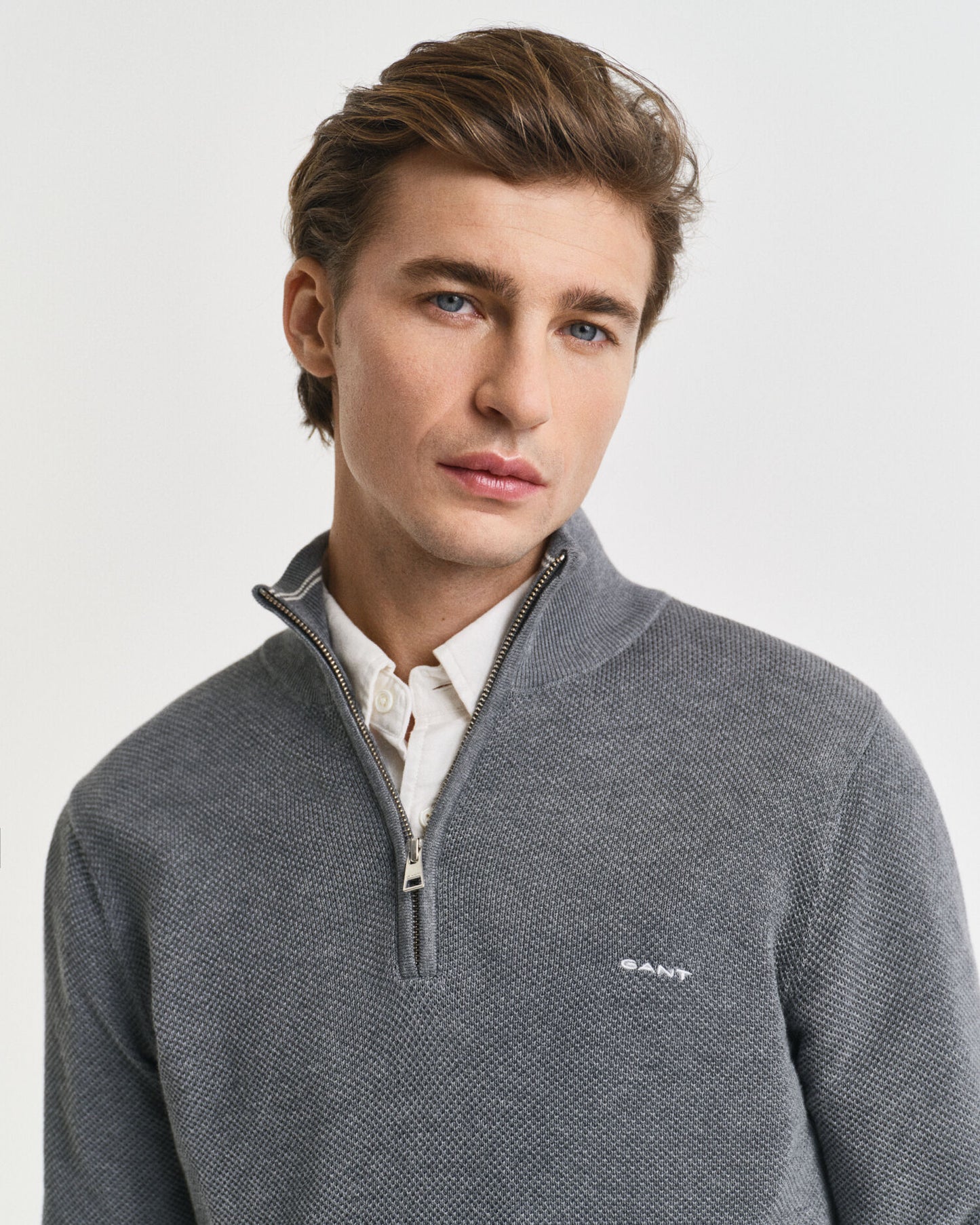 Baumwoll-Pikee-Half-Zip-Pullover