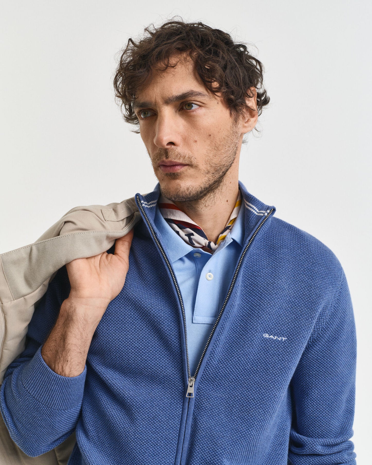 Cardigan en piqué de coton zippé
