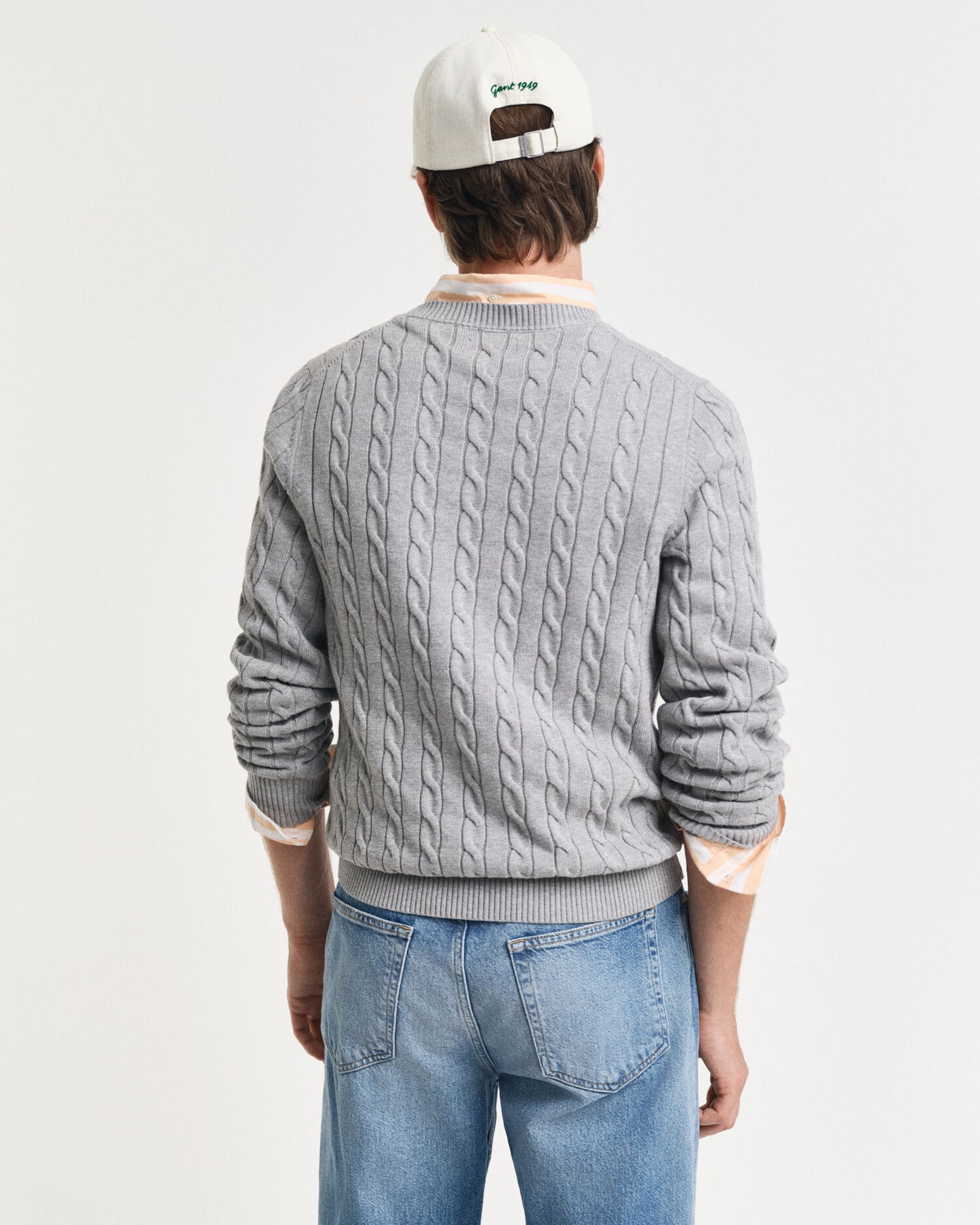 Pull ras du cou en maille torsadée de coton