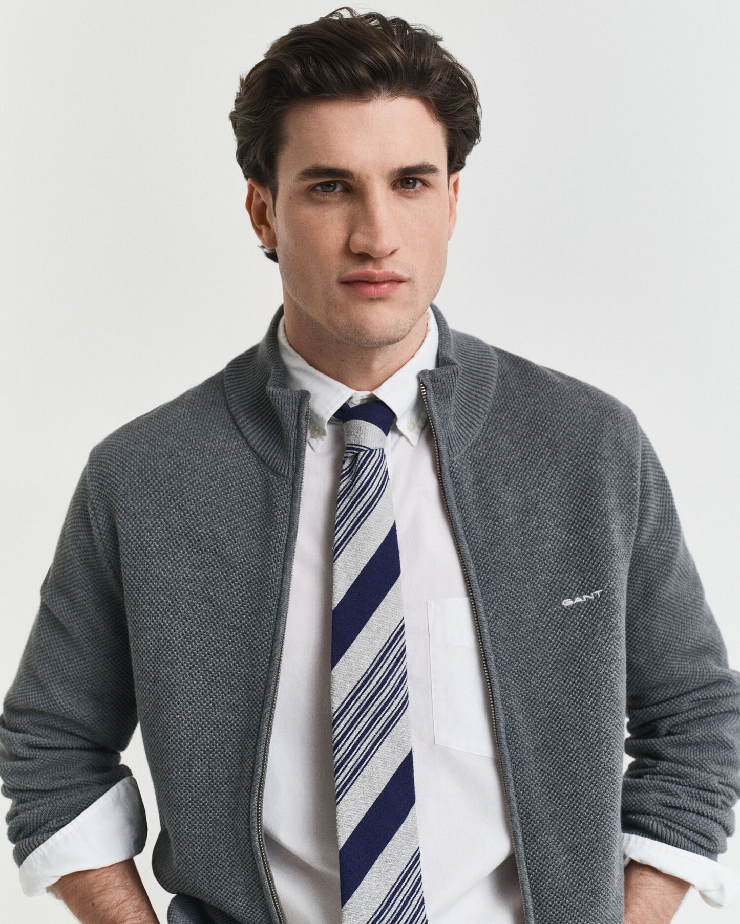 Gilet zippé en piqué de coton