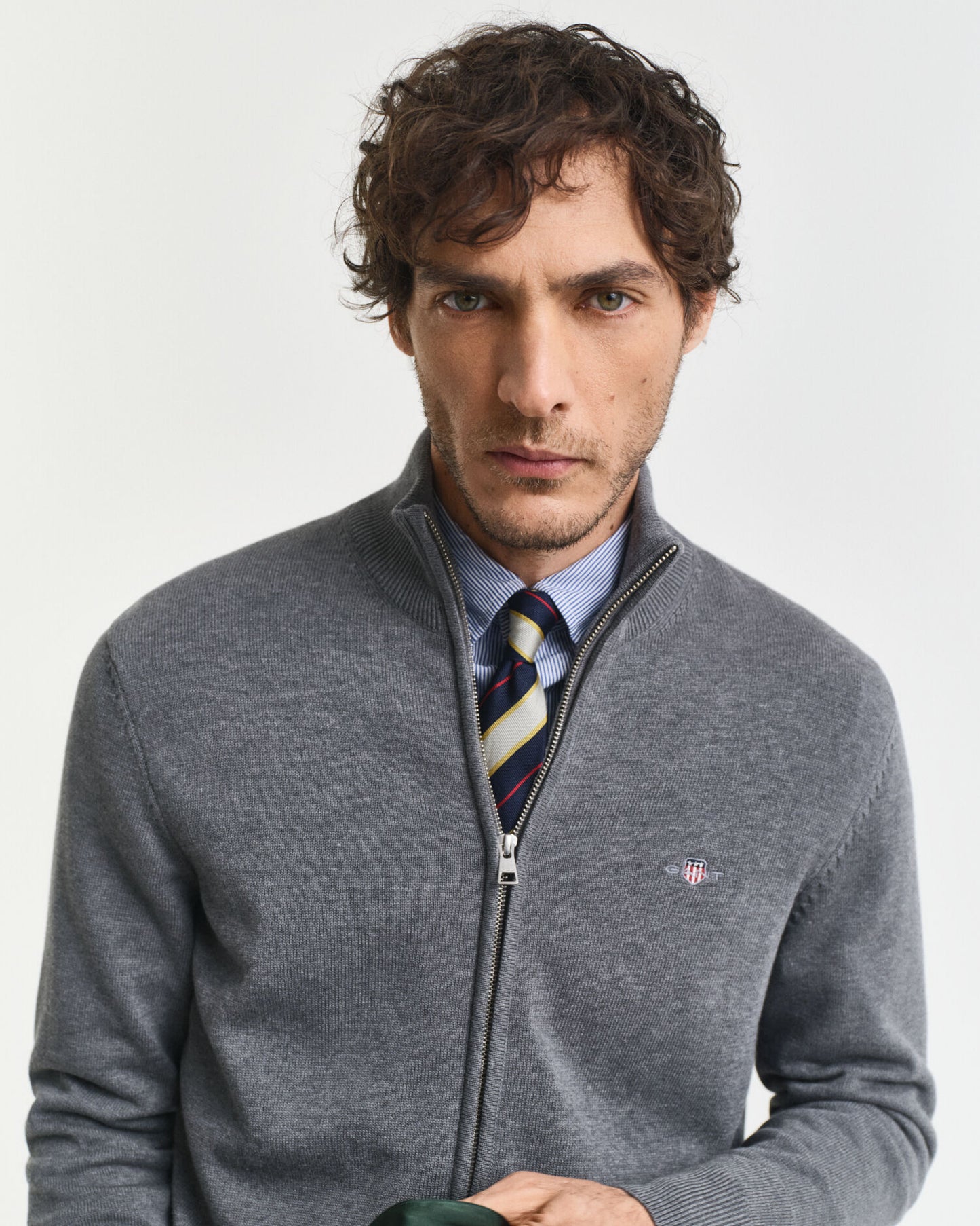 Cardigan zippé en coton décontracté