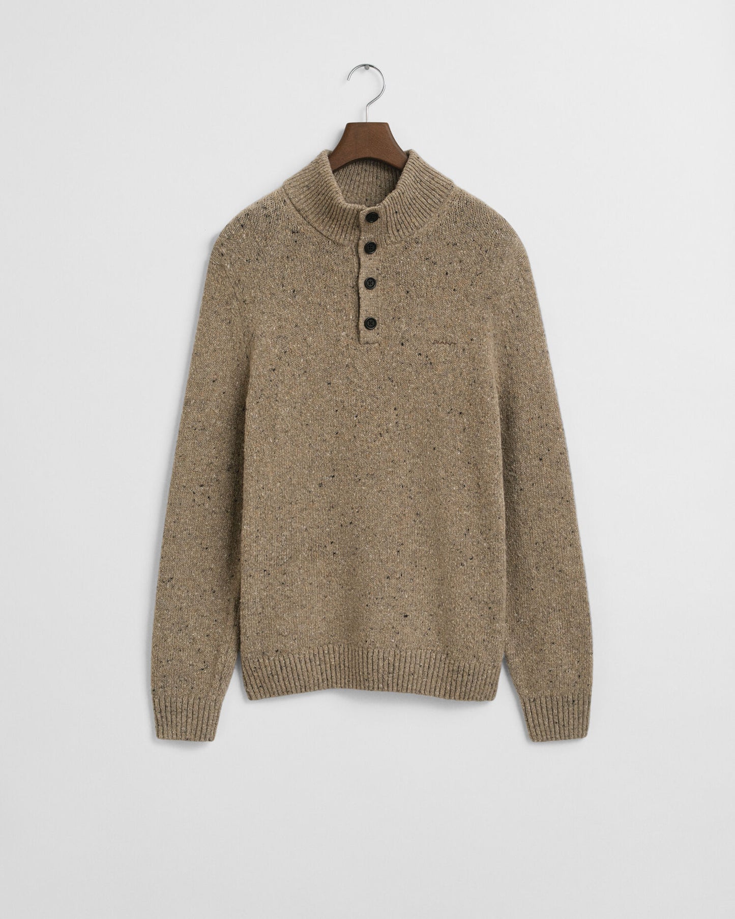 Pullover aus Wollmischung mit Noppen und halber Knopfleiste