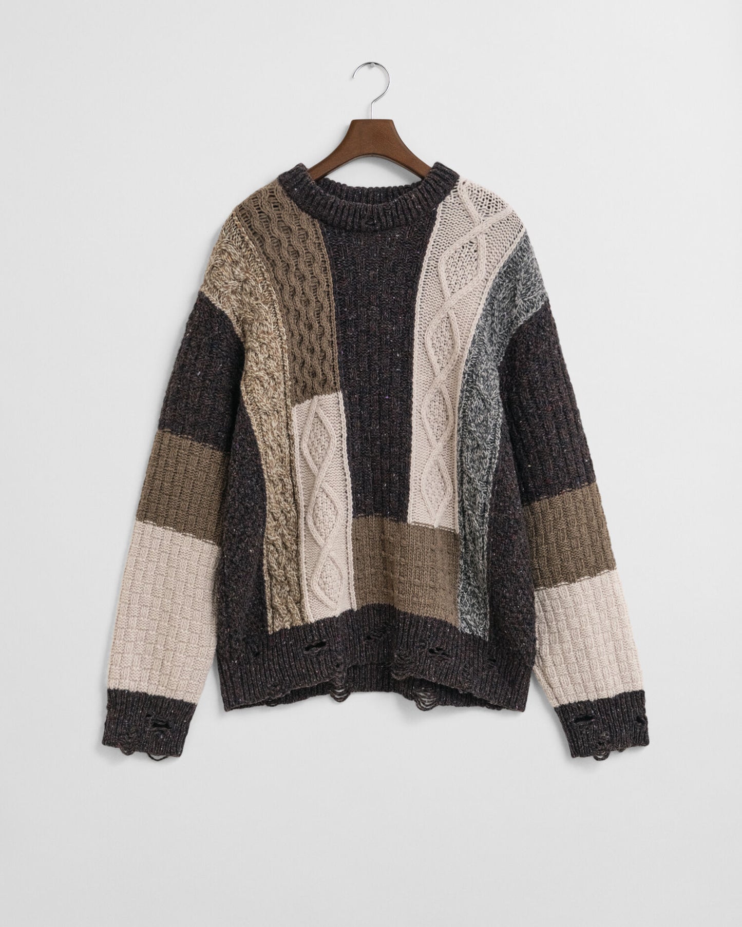Patchwork-Pullover mit Rundhalsausschnitt