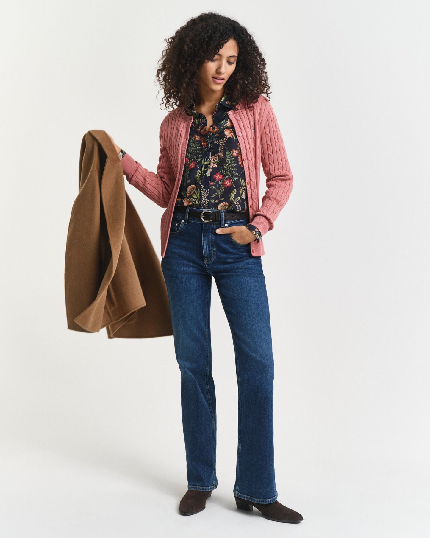 Cardigan aus Stretch-Baumwolle mit Zopfmuster