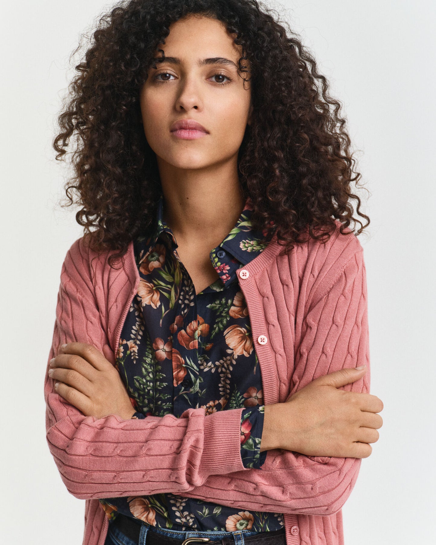 Cardigan aus Stretch-Baumwolle mit Zopfmuster