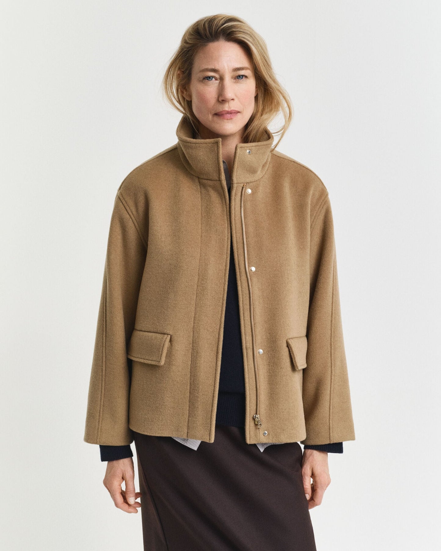 Blouson zippé court en laine