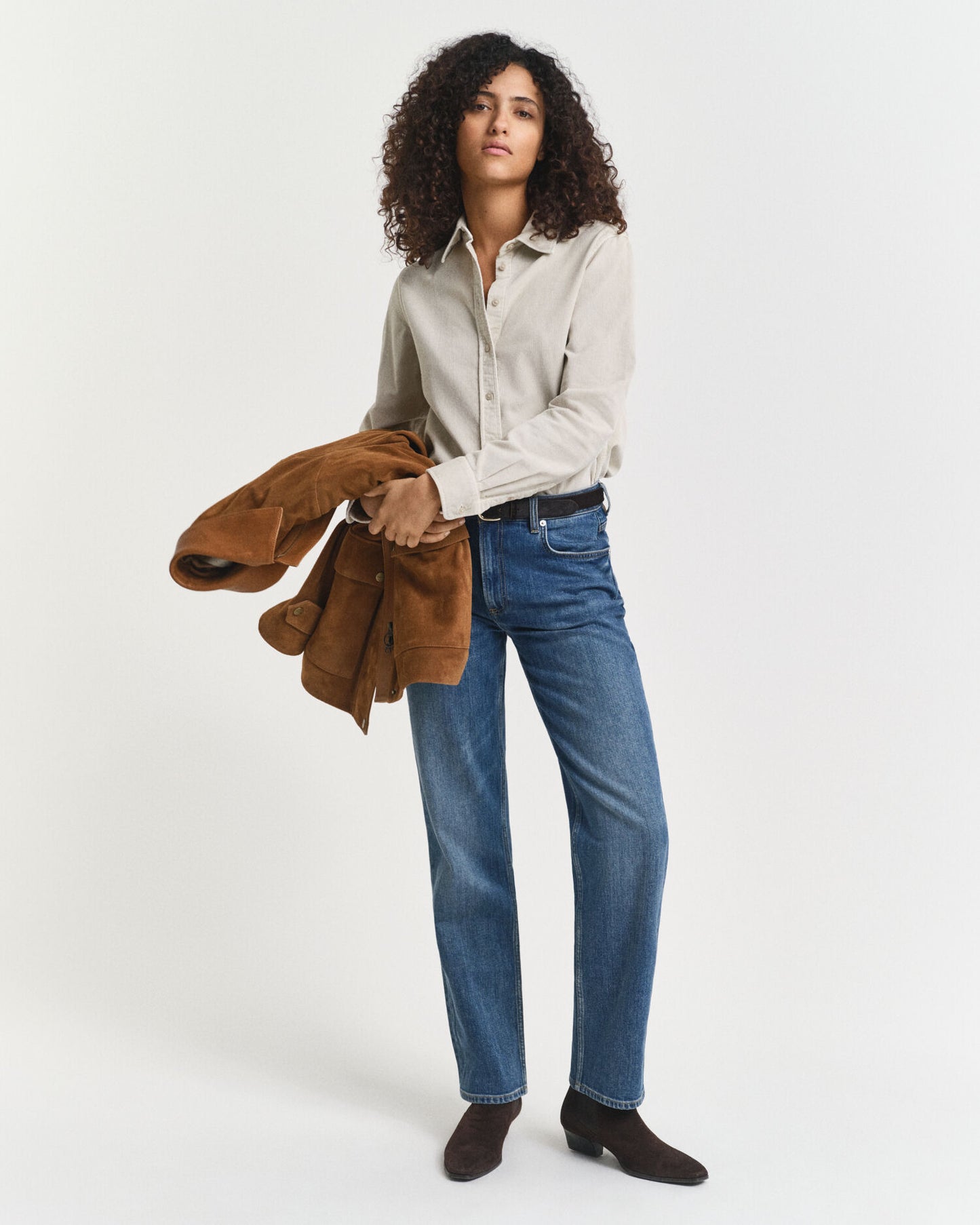Chemise en velours côtelé coupe droite