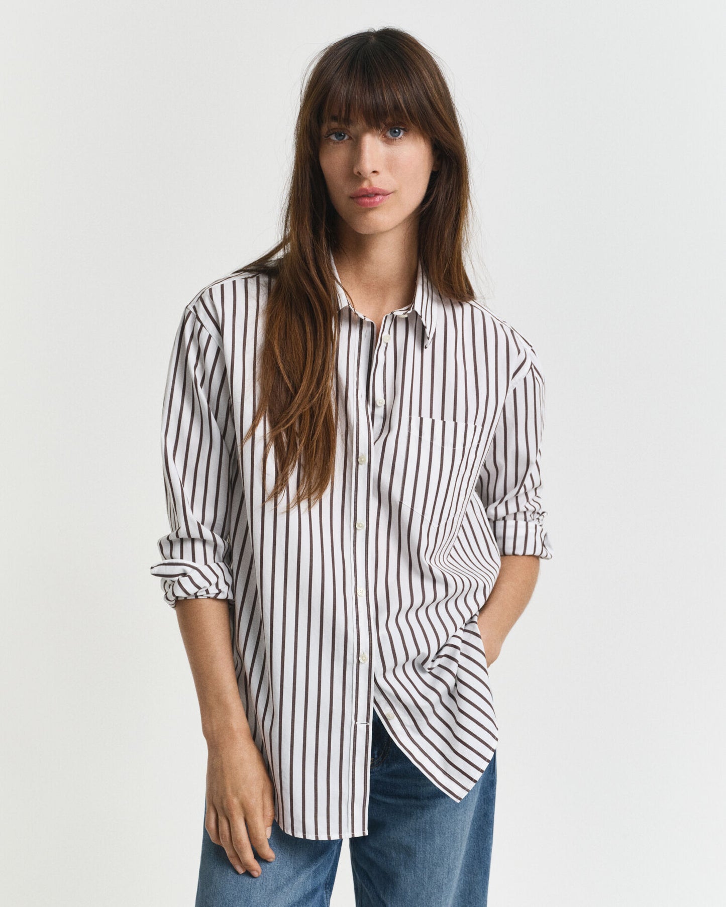 Chemise en popeline à rayures coupe décontractée