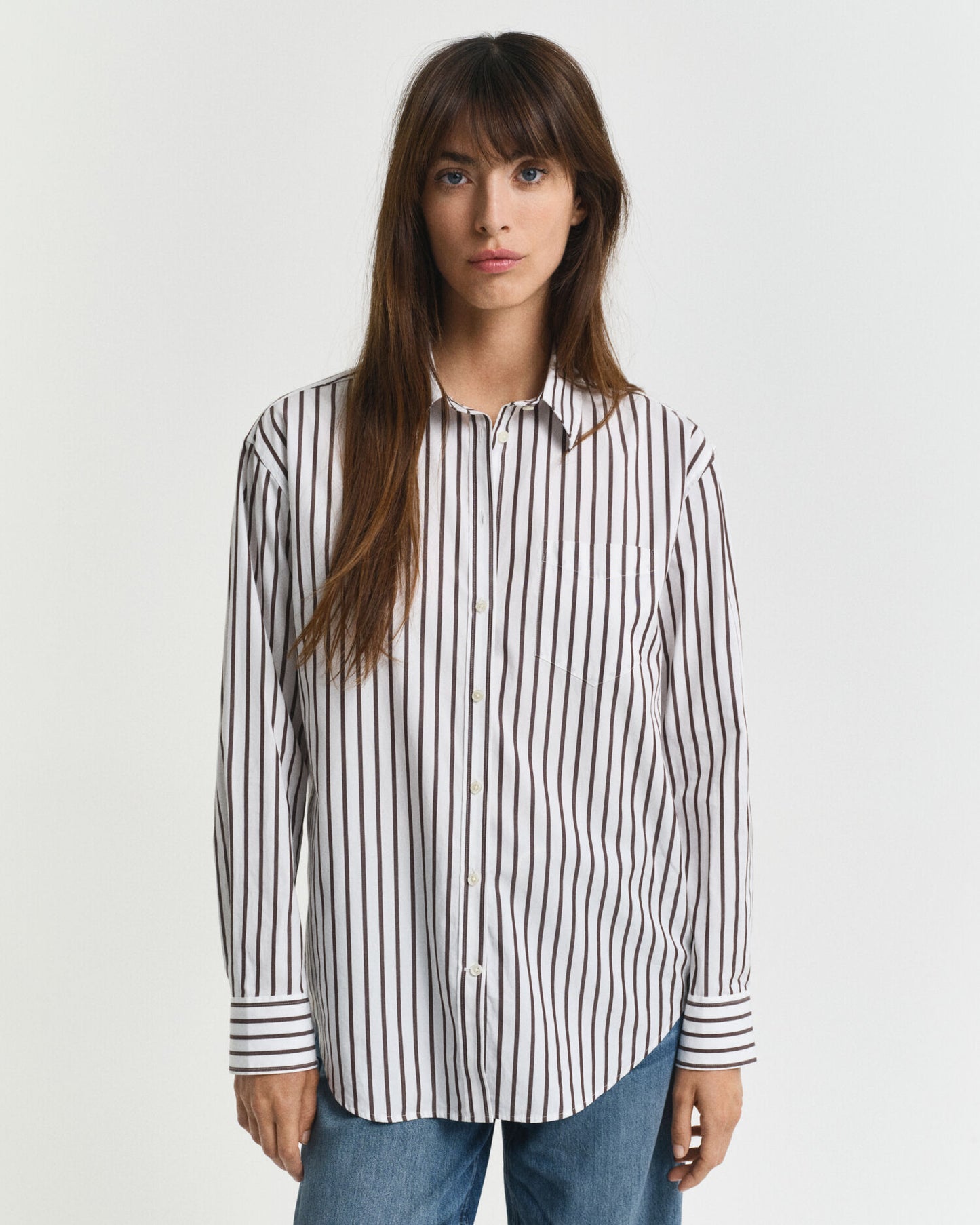 Chemise en popeline à rayures coupe décontractée