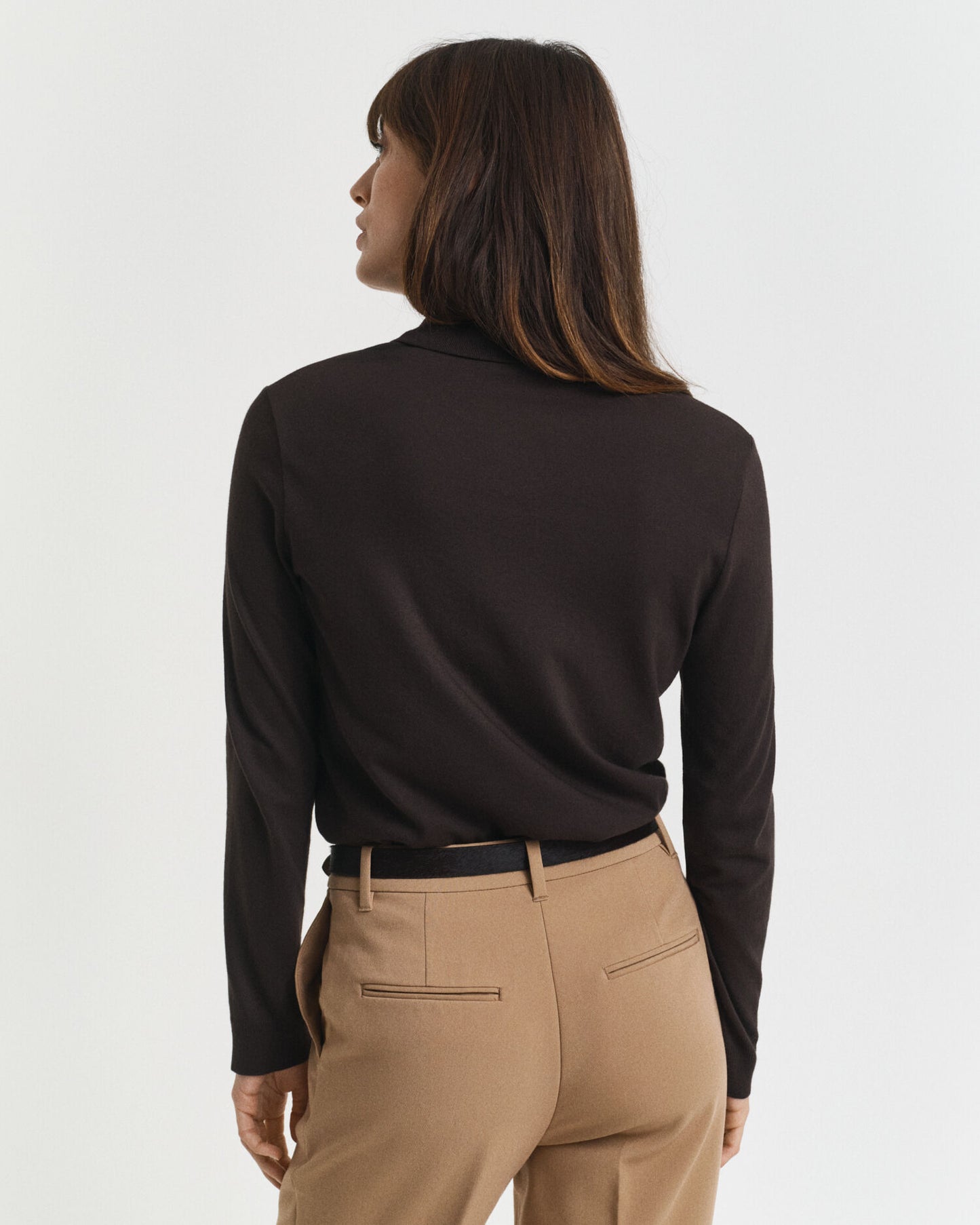 Polo à manches longues sans coutures et boutonné