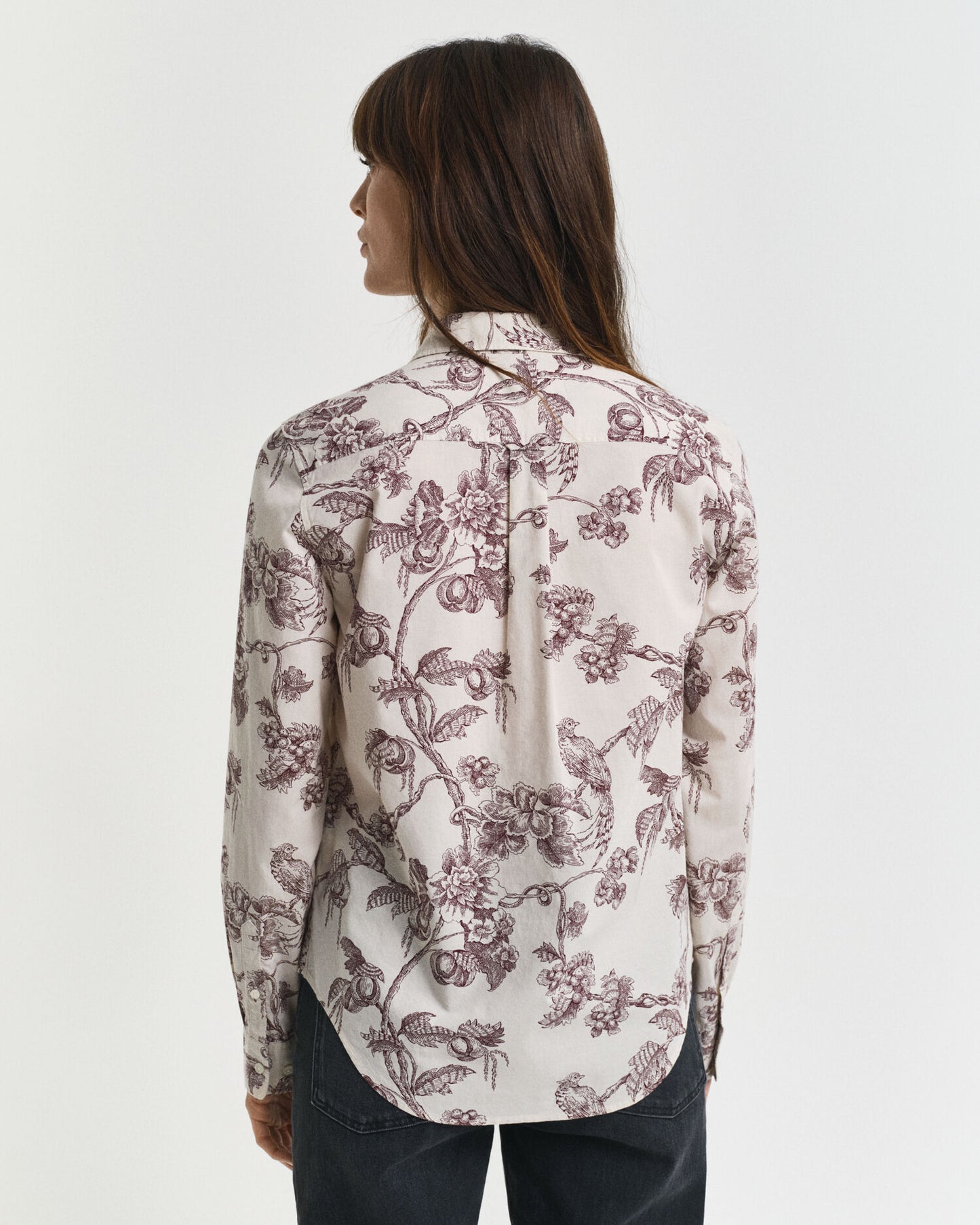 Chemise en voile de coton imprimé arbre coupe droite