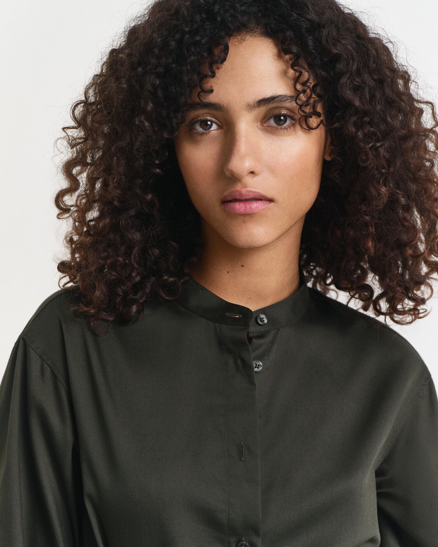 Robe longue en satin de coton à manches longues