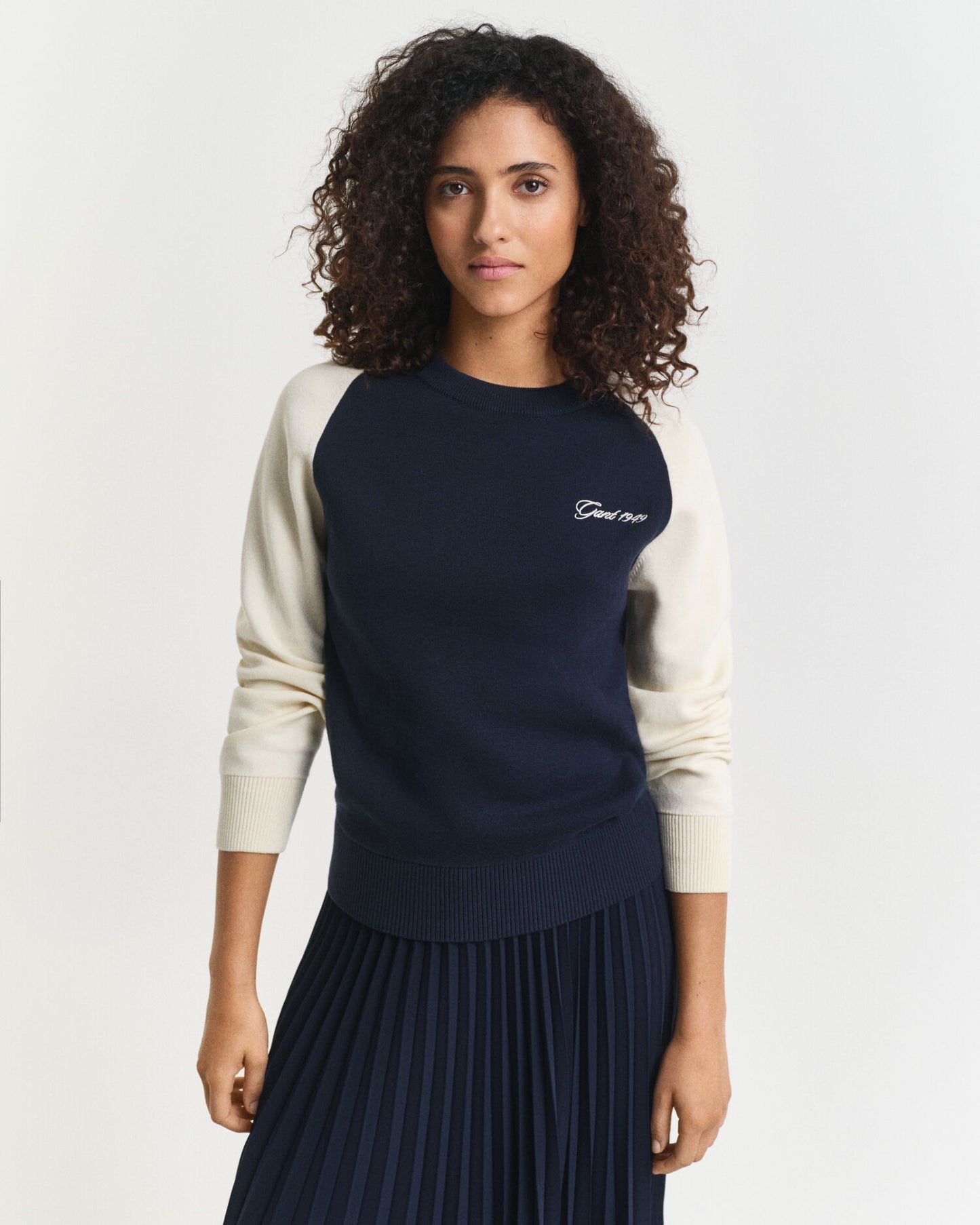 Farbblock-Pullover mit Rundhalsausschnitt