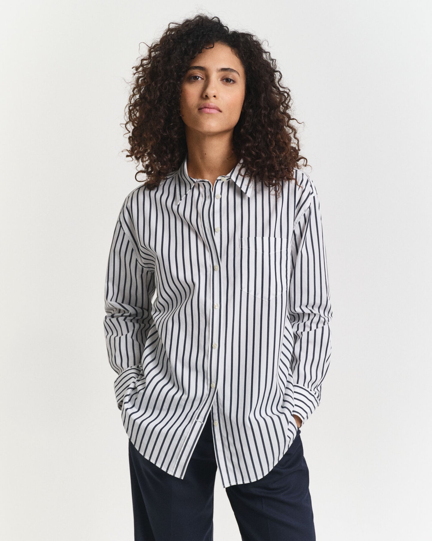 Chemise en popeline à rayures coupe décontractée