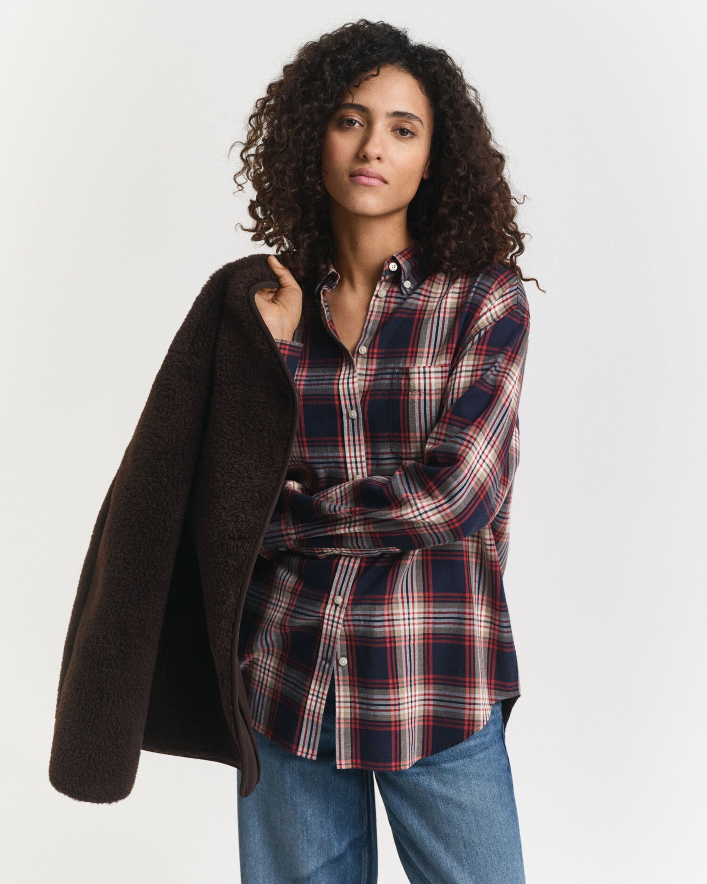 Chemise à carreaux en flanelle coupe décontractée