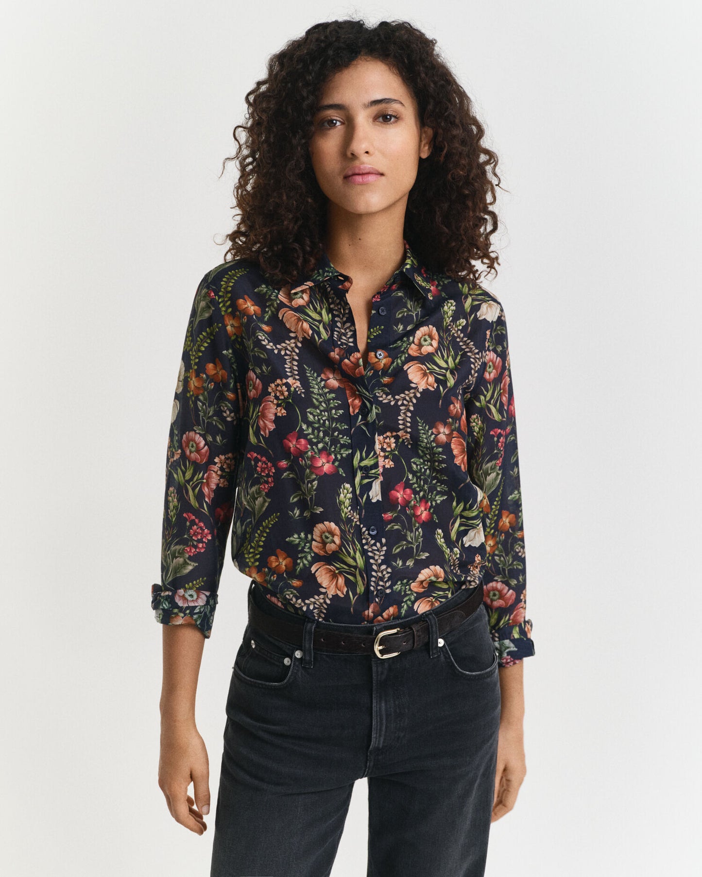 Regular Fit Hemd aus Baumwoll-Seide mit Blumenmuster