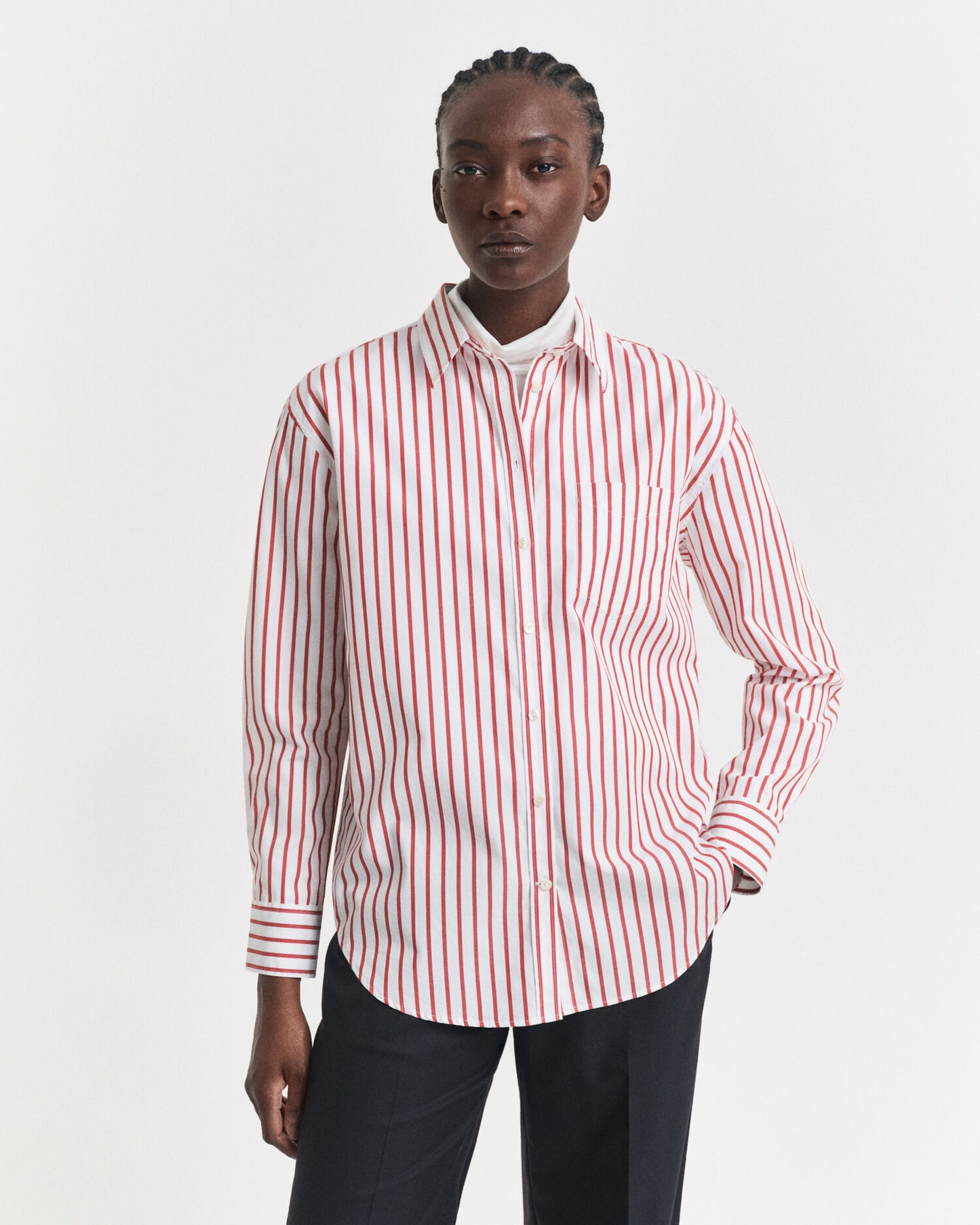 Chemise en popeline à rayures coupe décontractée