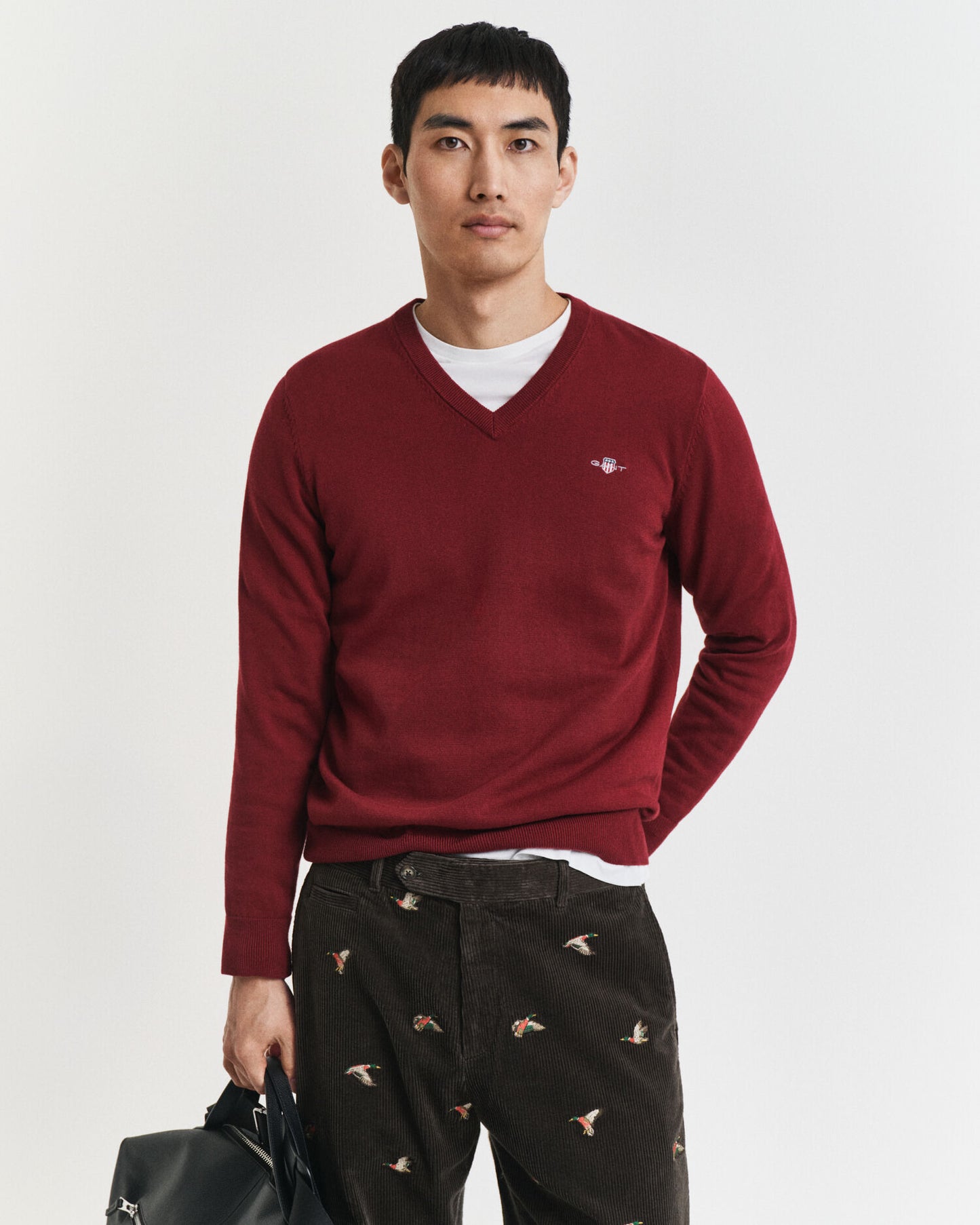 Klassischer V-Ausschnitt-Pullover aus Baumwolle