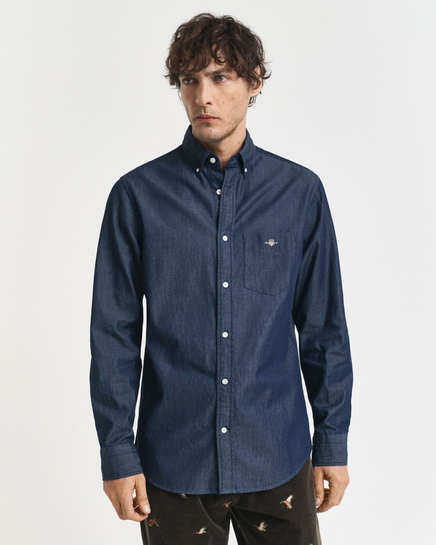 Chemise indigo coupe droite