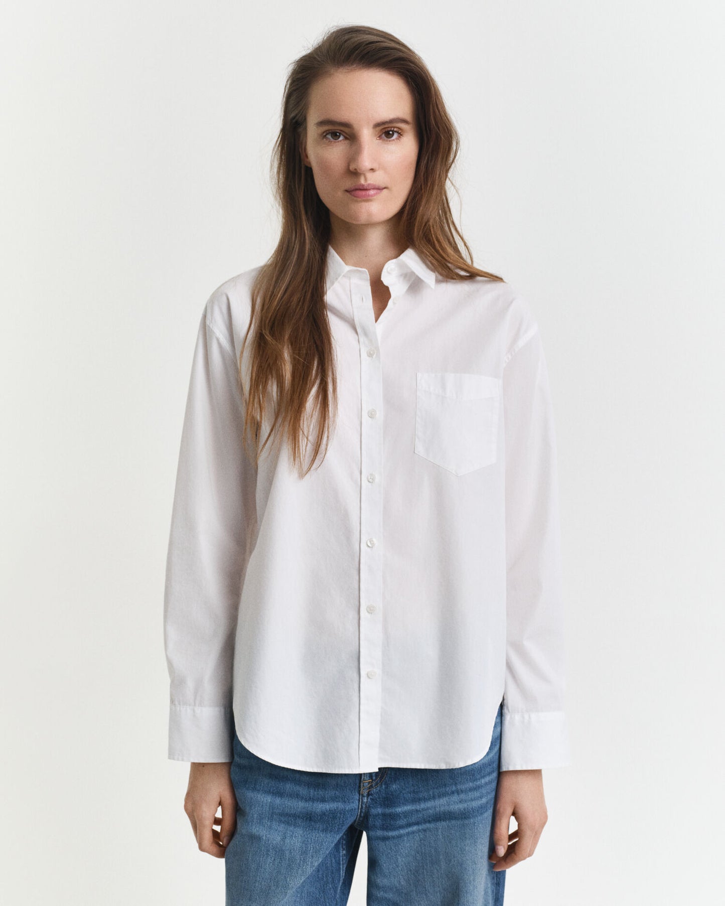 Chemise classique en popeline à coupe décontractée